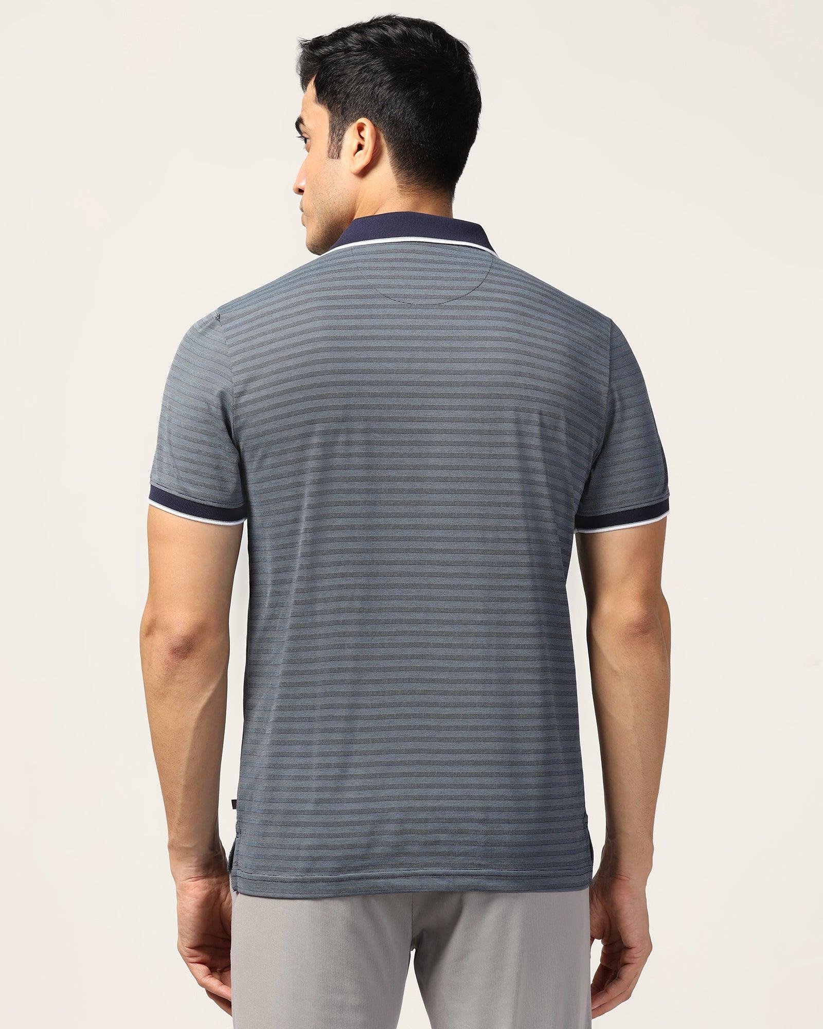 Polo Navy Structure T-Shirt - Kiyo - Image 2