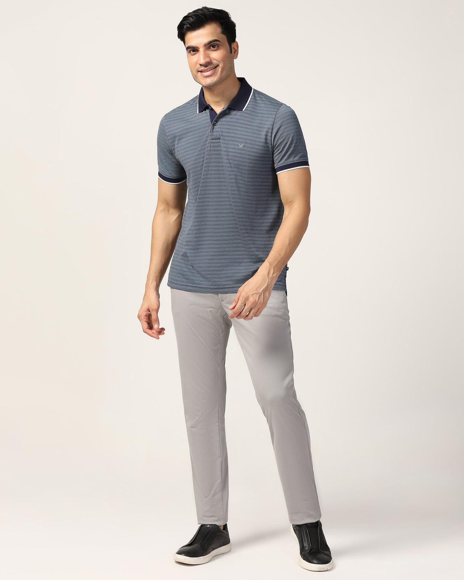 Polo Navy Structure T-Shirt - Kiyo - Image 3