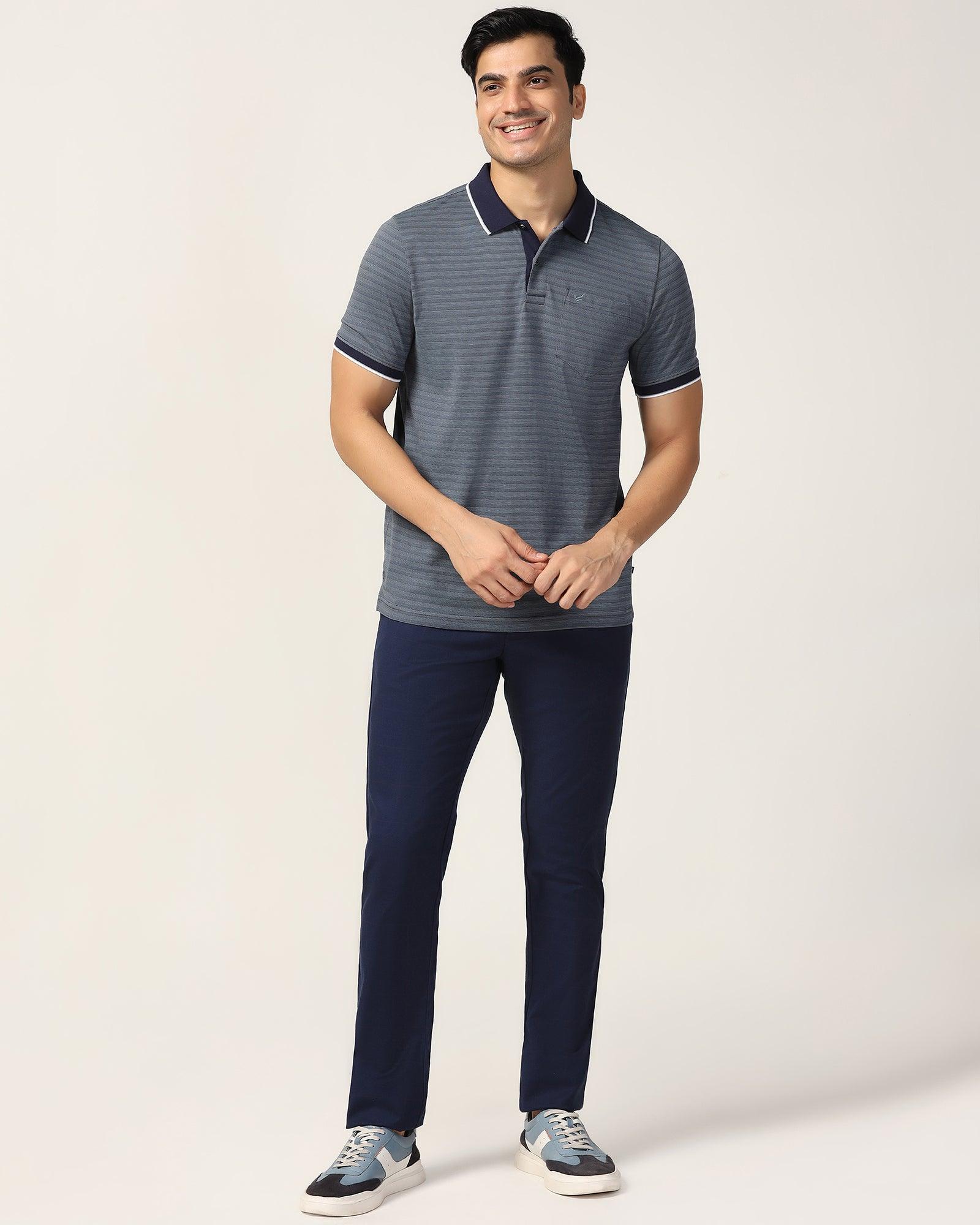 Polo Navy Structure T-Shirt - Kiyo - Image 3