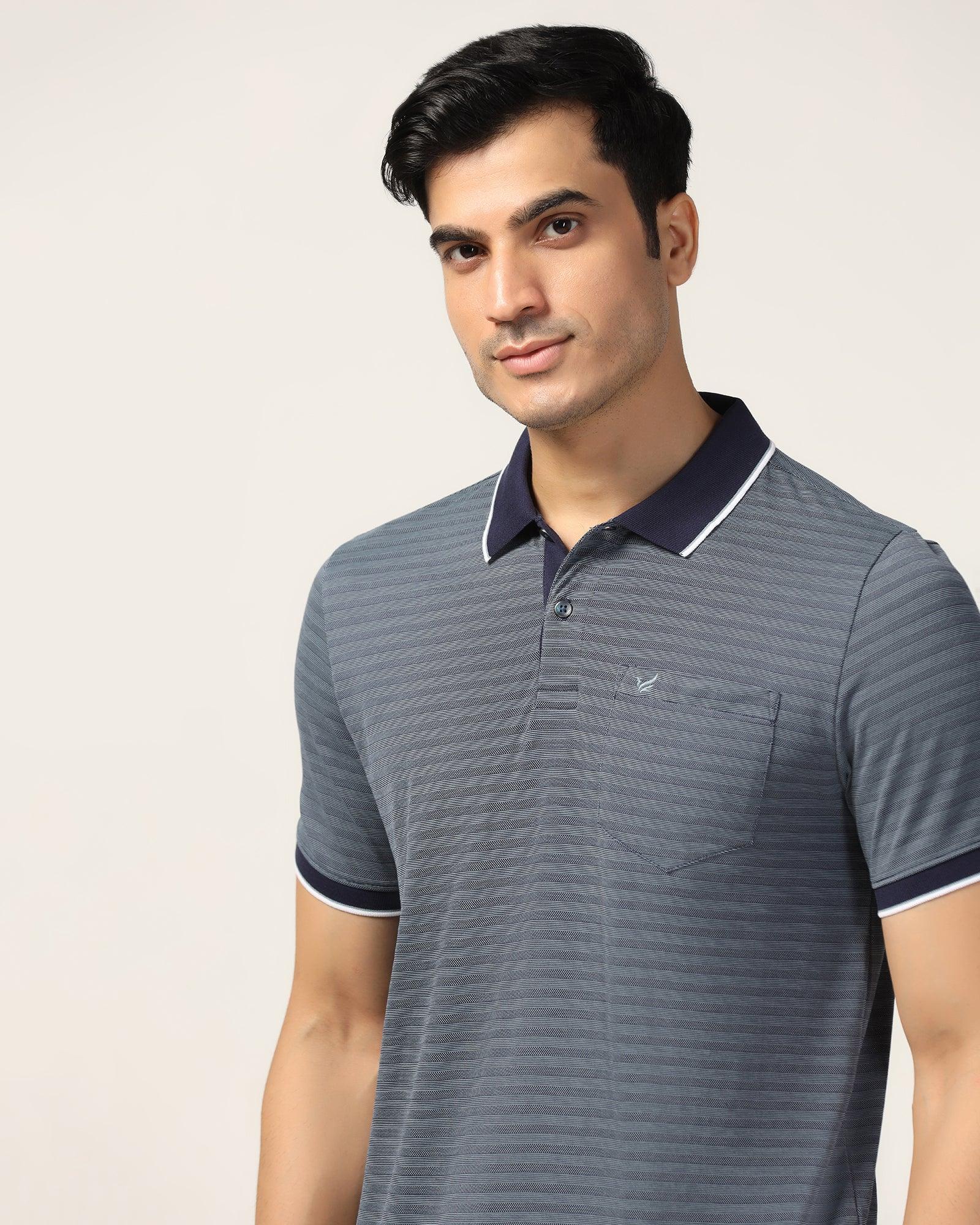 Polo Navy Structure T-Shirt - Kiyo - Image 4