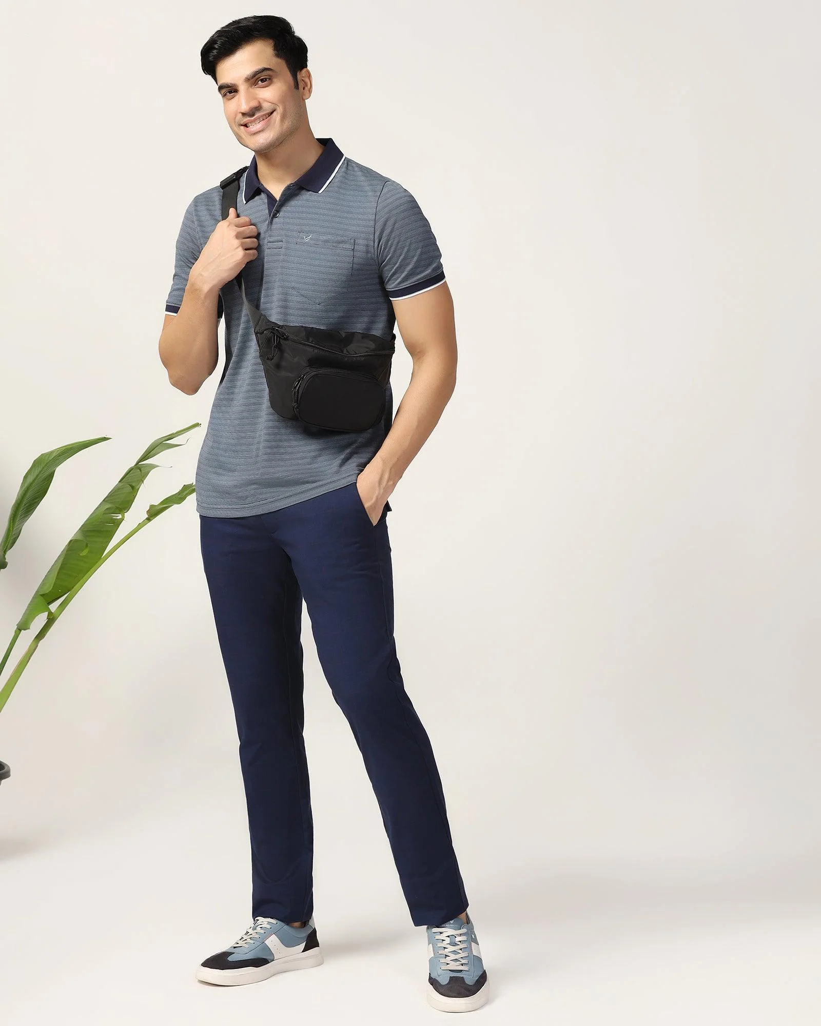 Polo Navy Structure T-Shirt - Kiyo - Image 8