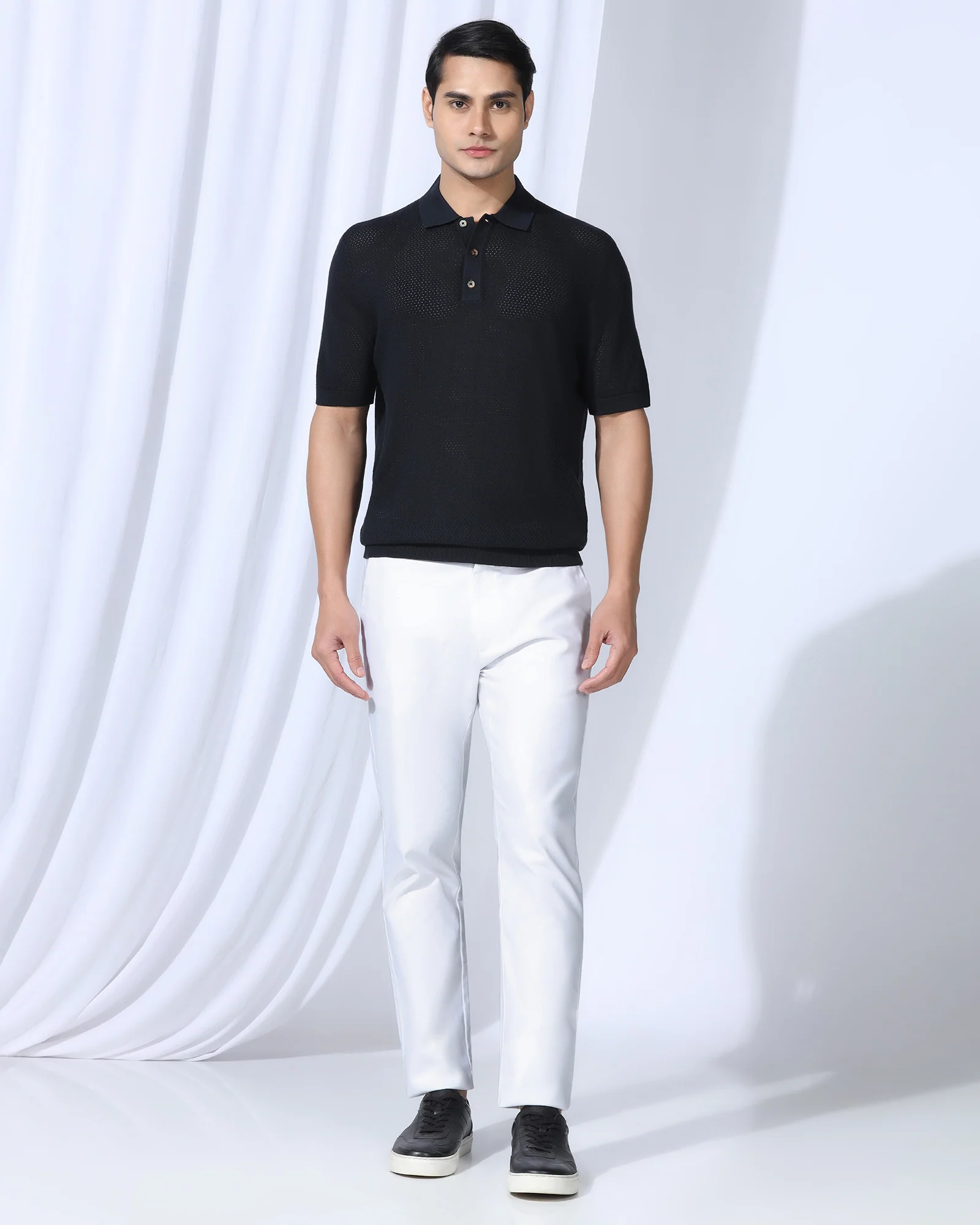 Polo Navy Textured T-Shirt - Mesh - Image 3
