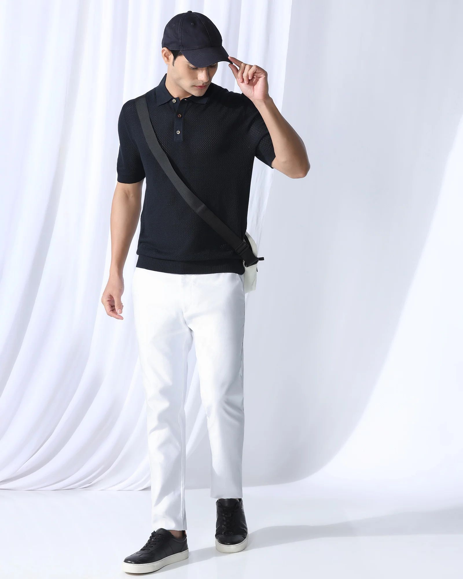 Polo Navy Textured T-Shirt - Mesh - Image 8