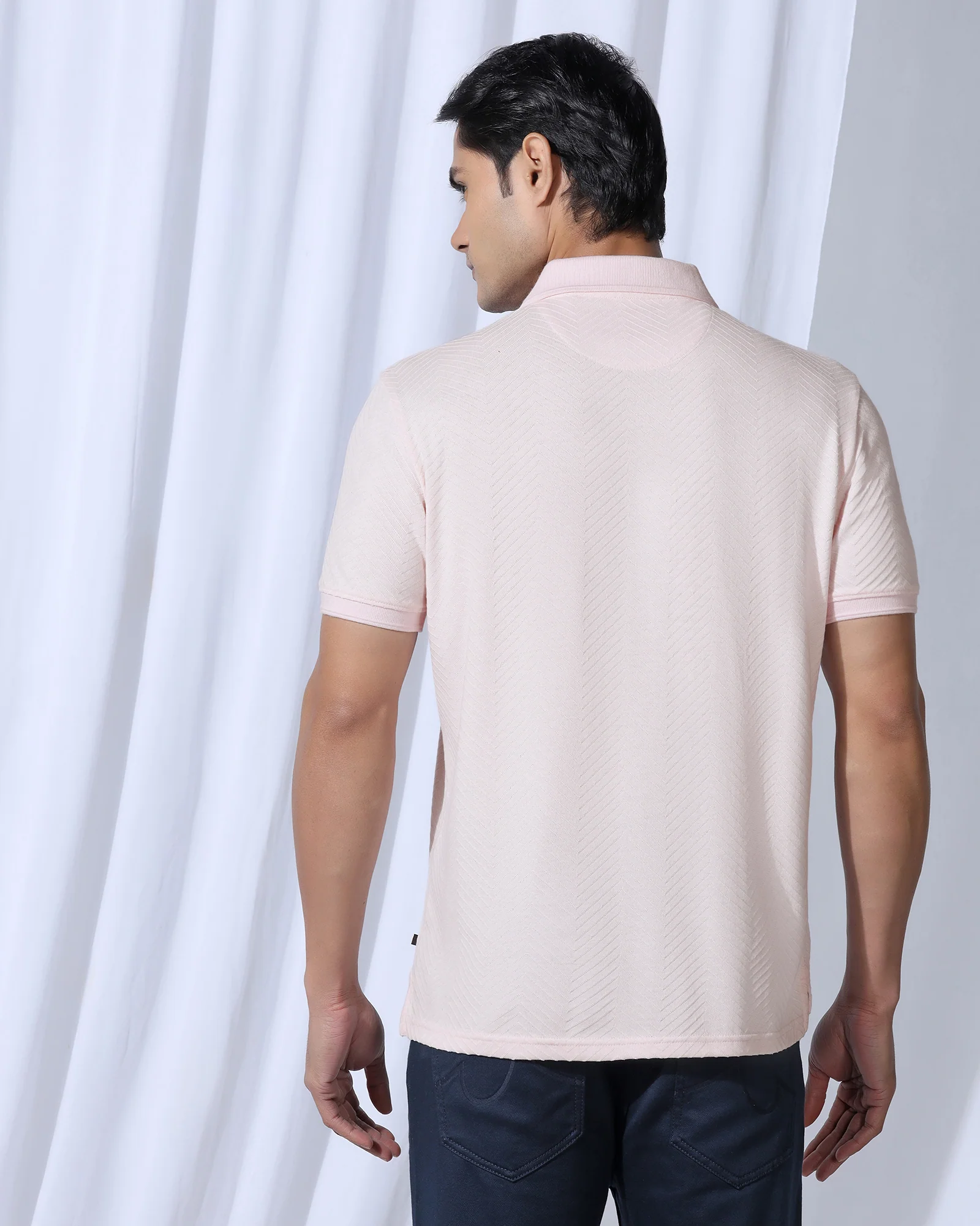 Polo Pink Textured T-Shirt - Pinacle - Image 2