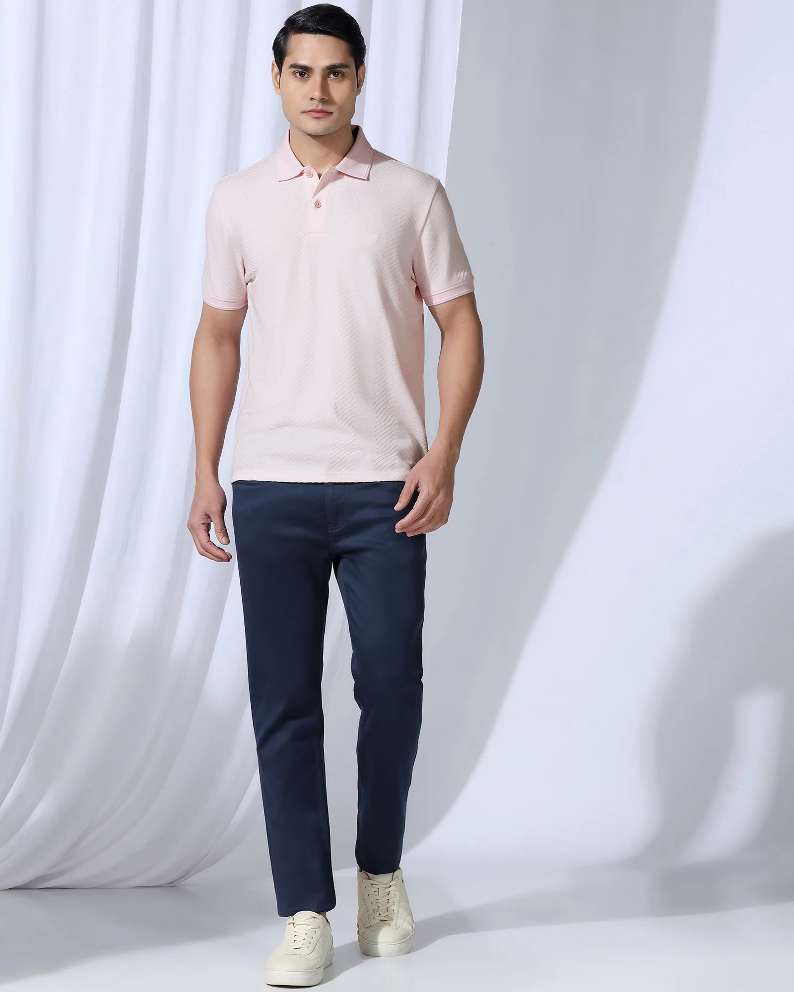 Polo Pink Textured T-Shirt - Pinacle - Image 3