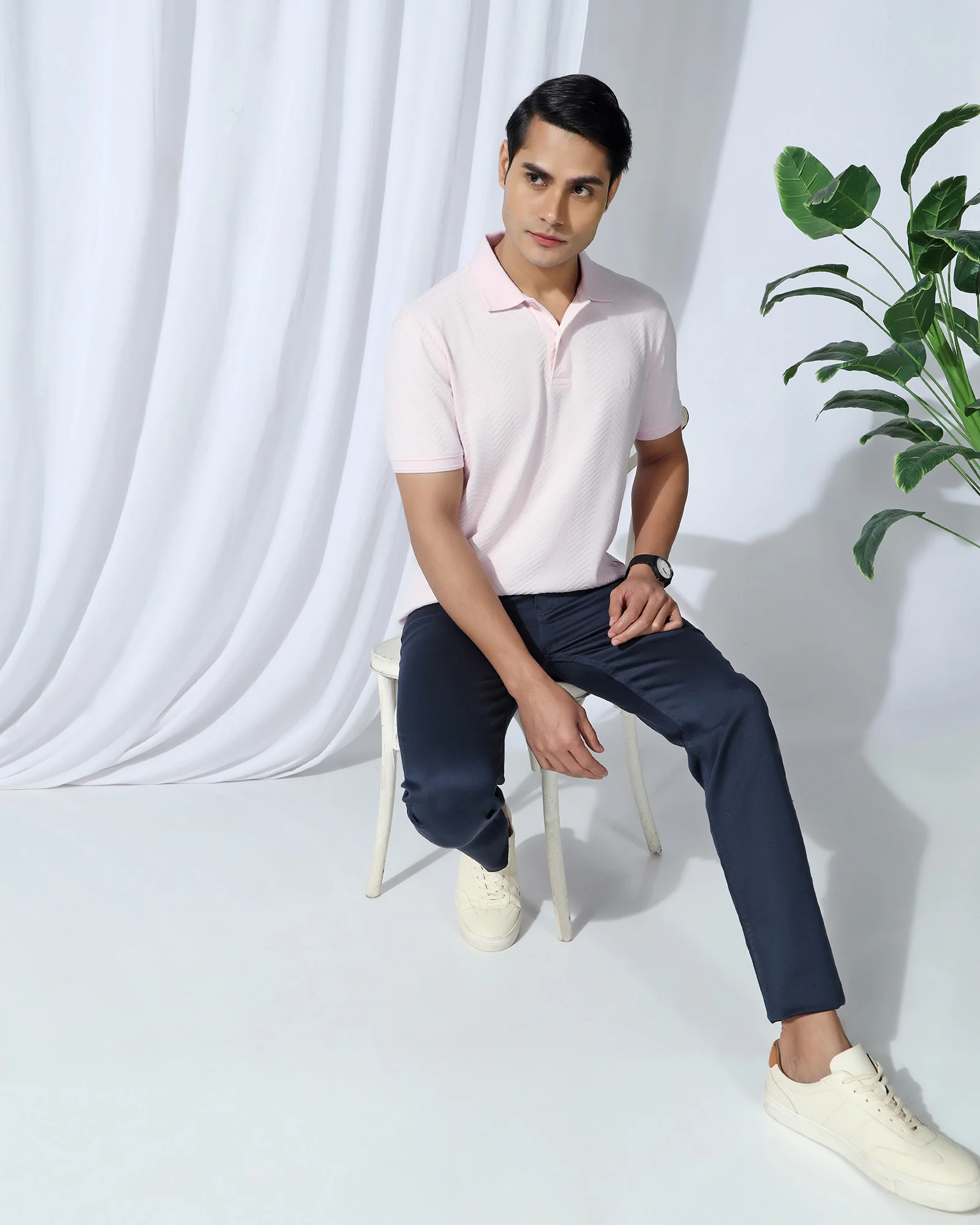 Polo Pink Textured T-Shirt - Pinacle - Image 7