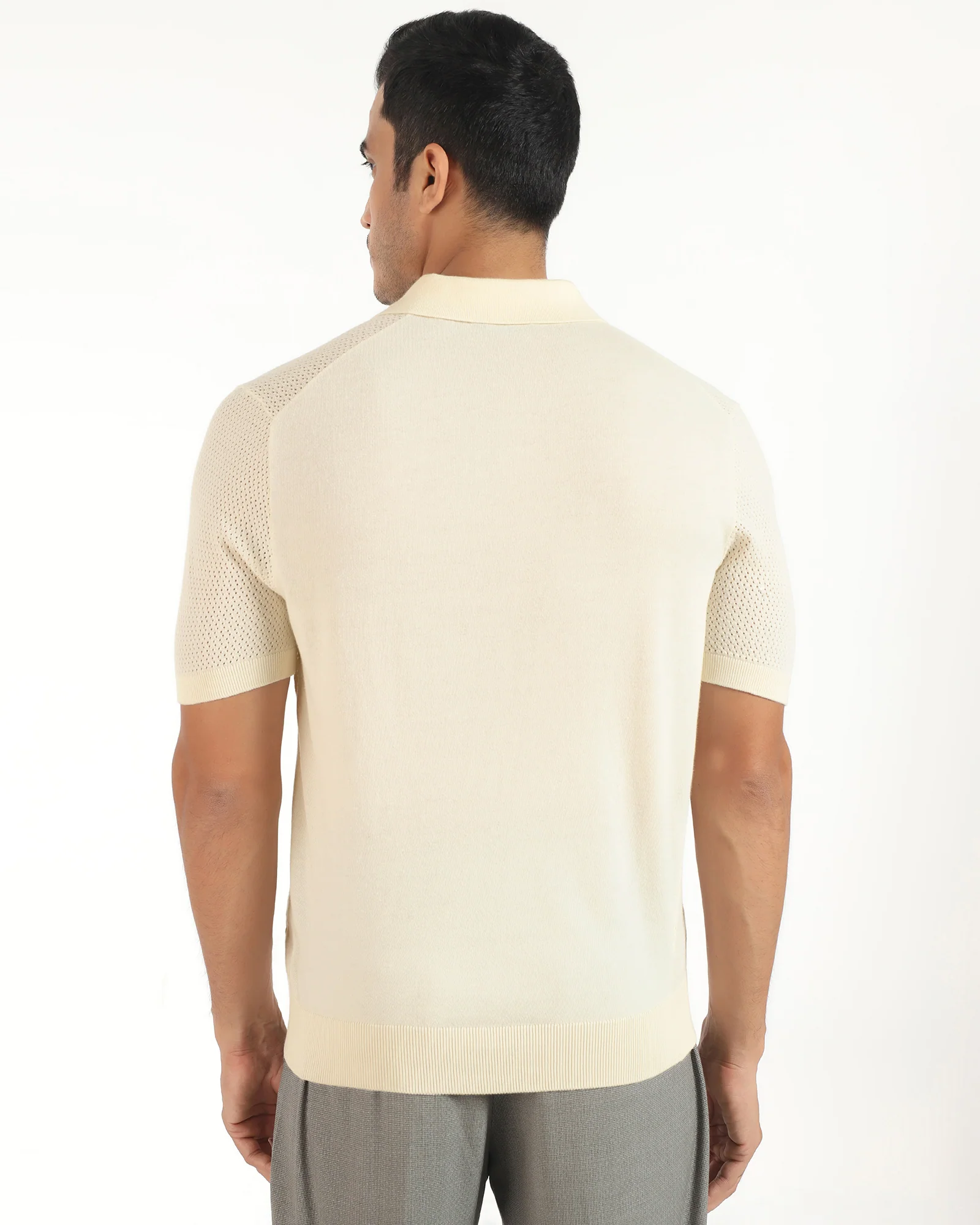 Polo Powder Yellow Textured T-Shirt - Mesh - Image 2
