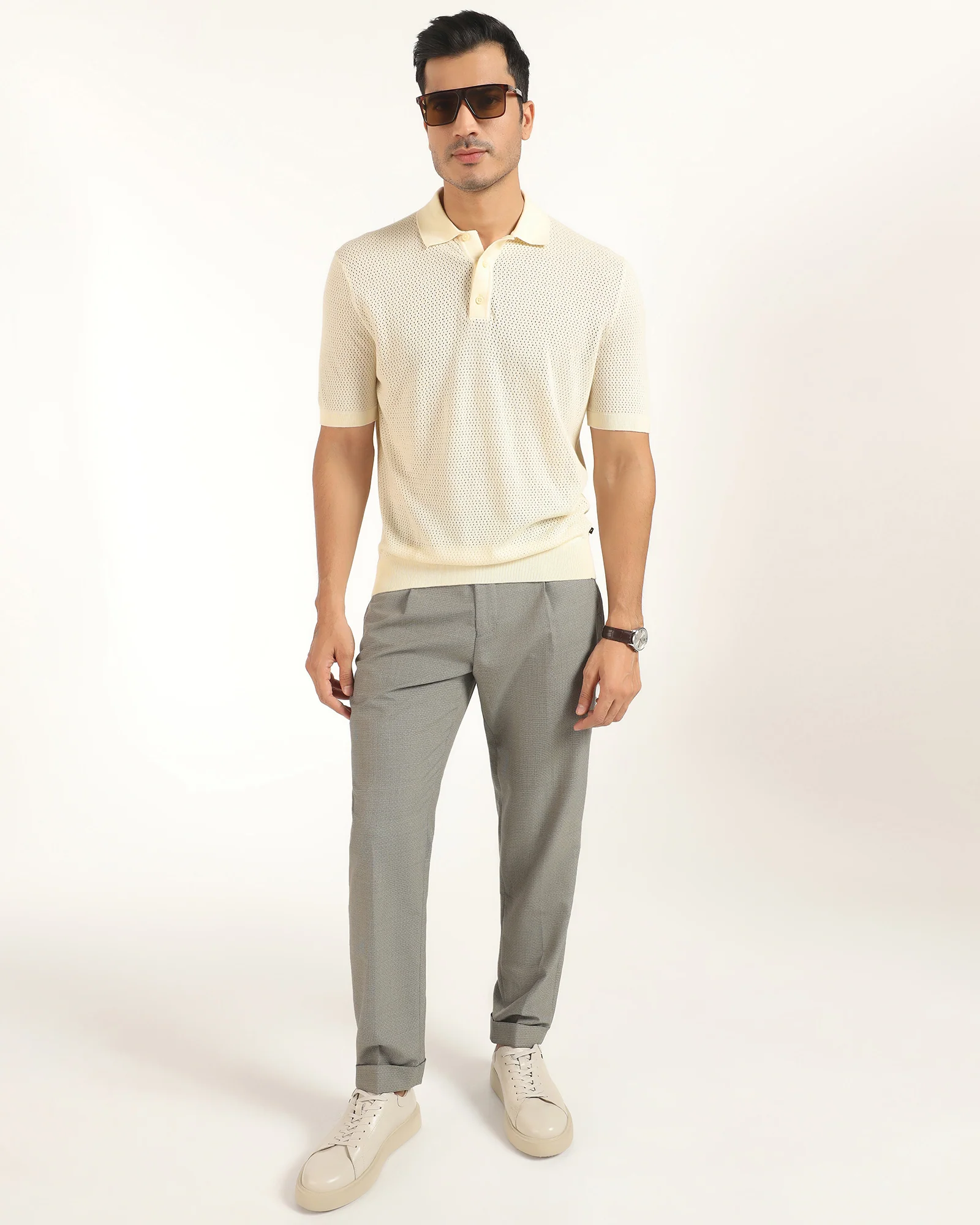 Polo Powder Yellow Textured T-Shirt - Mesh - Image 7