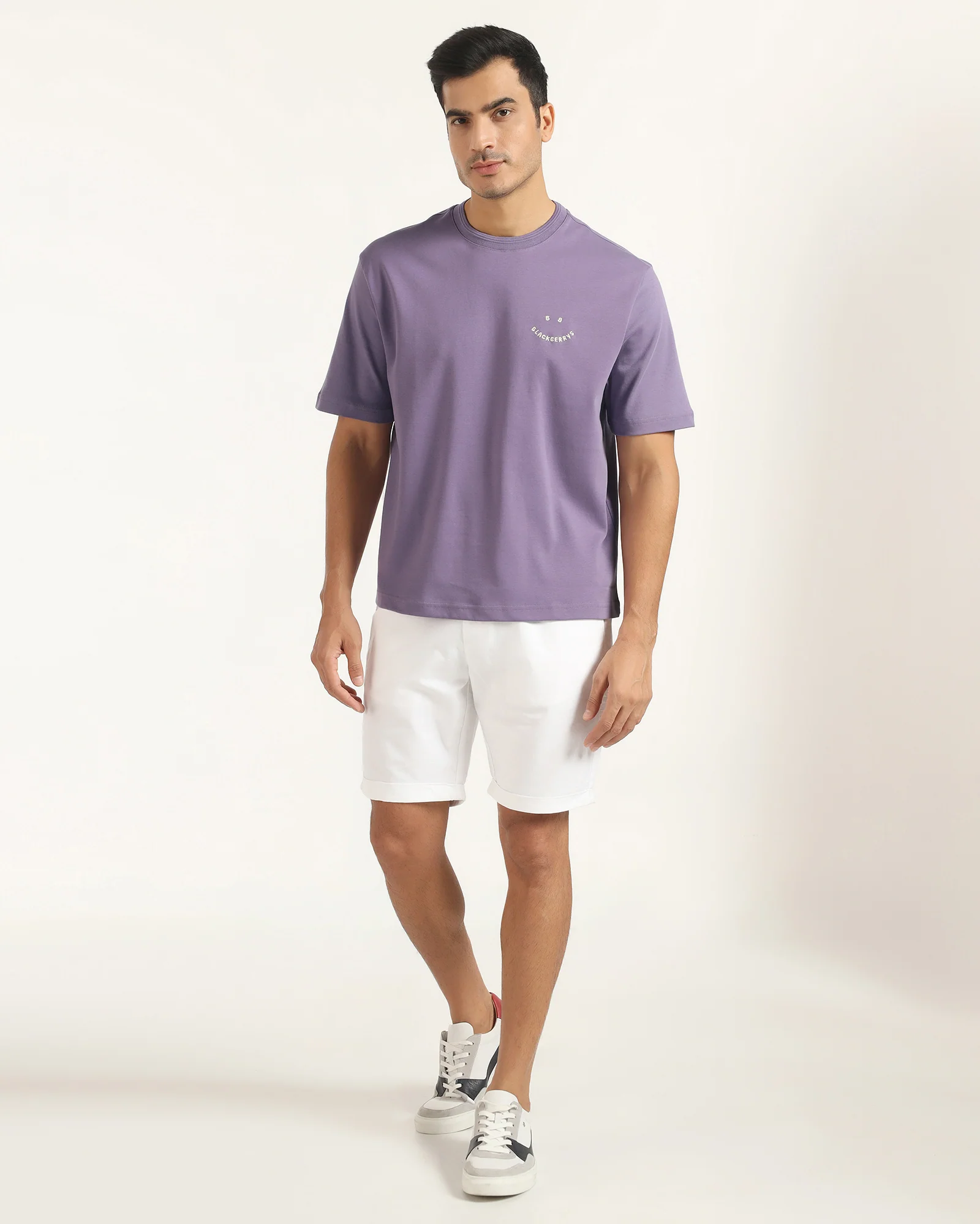 Crew Neck Purple Printed T-Shirt - Echo - Image 3