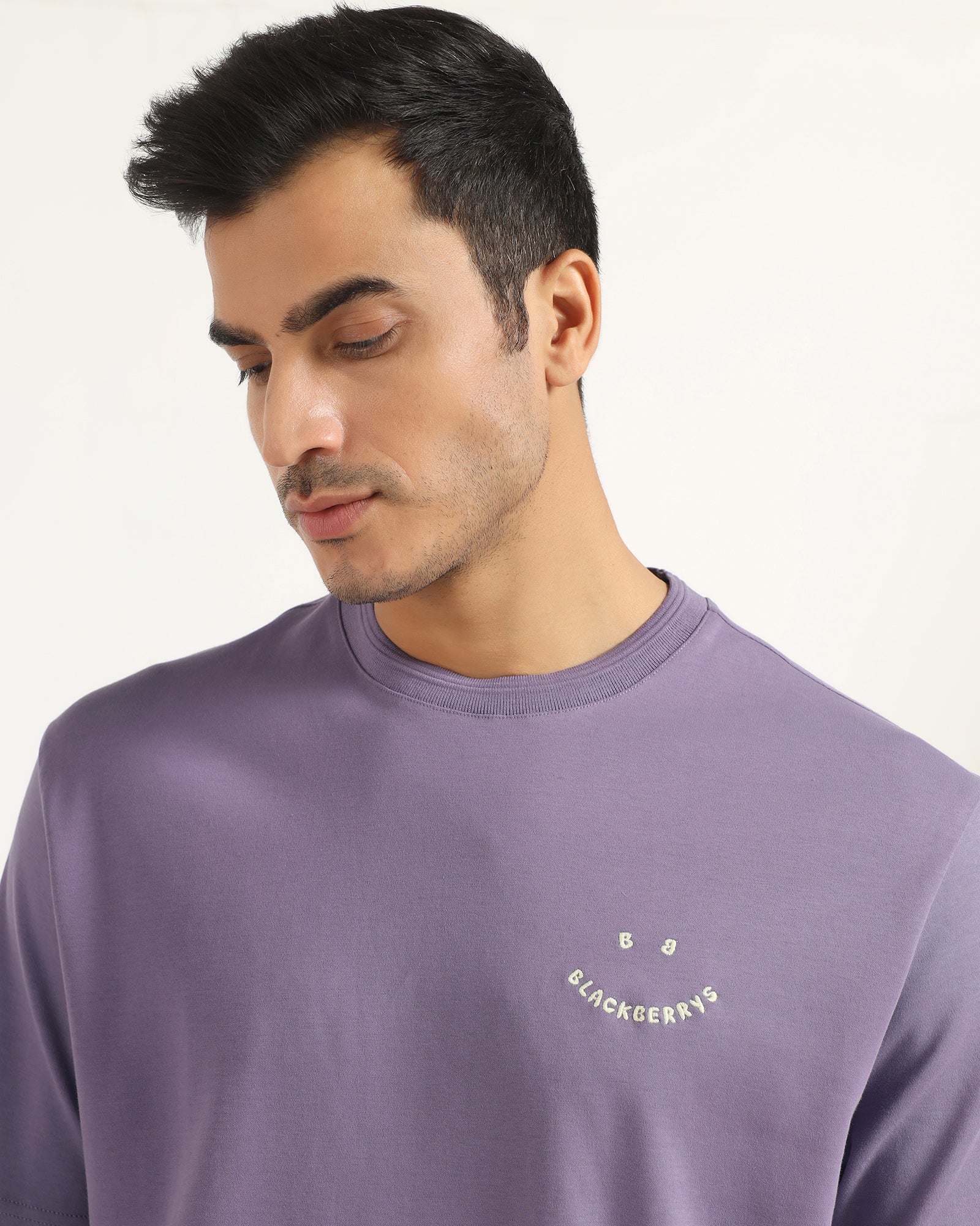 Crew Neck Purple Printed T-Shirt - Echo - Image 4