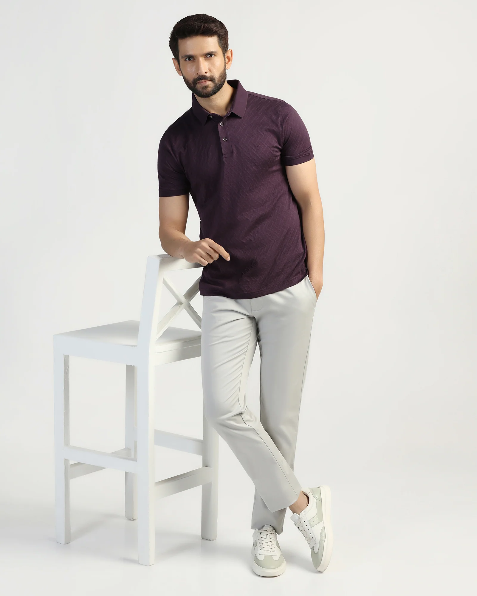 Polo Purple Textured T-Shirt - Blade - Image 7
