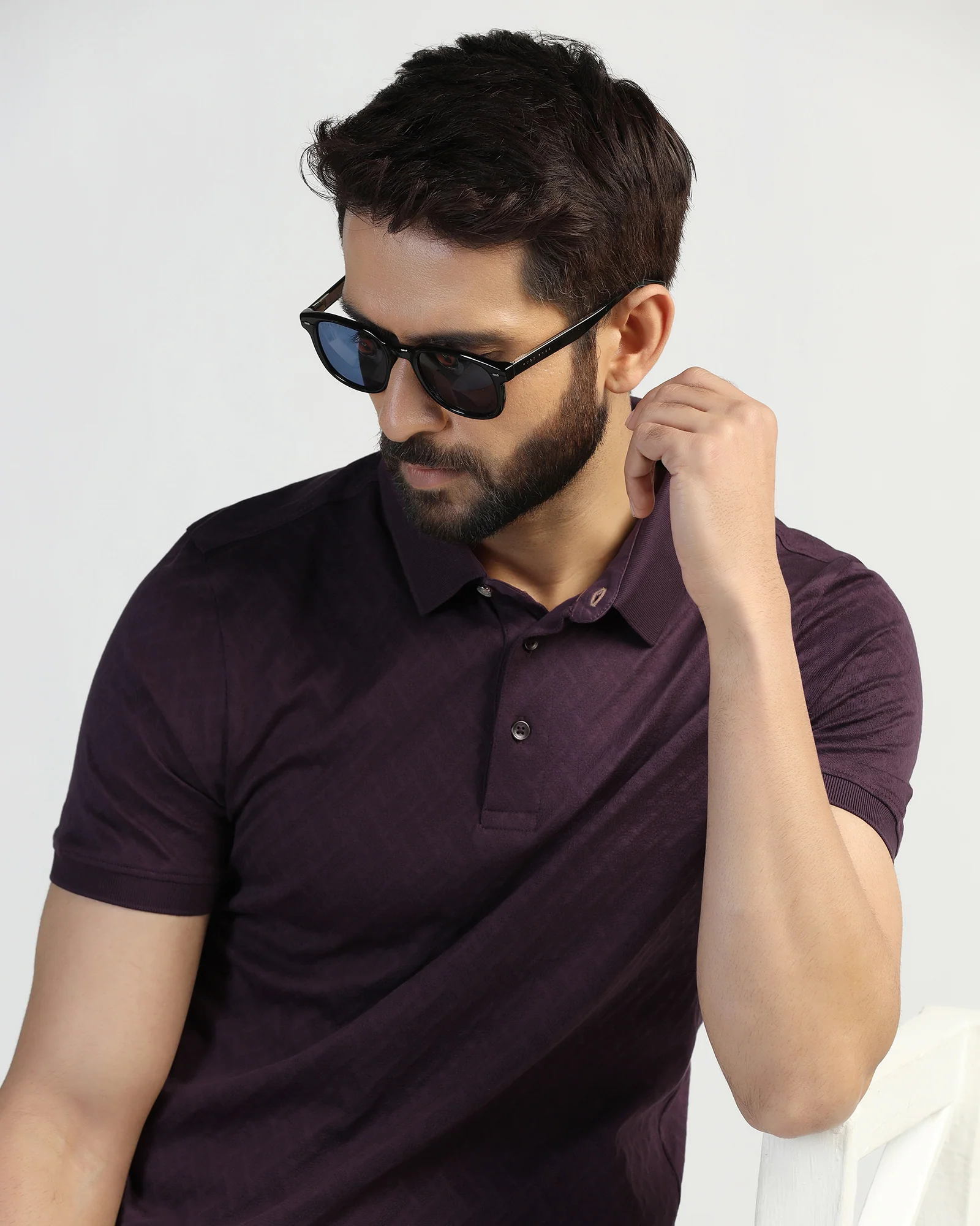 Polo Purple Textured T-Shirt - Blade - Image 8