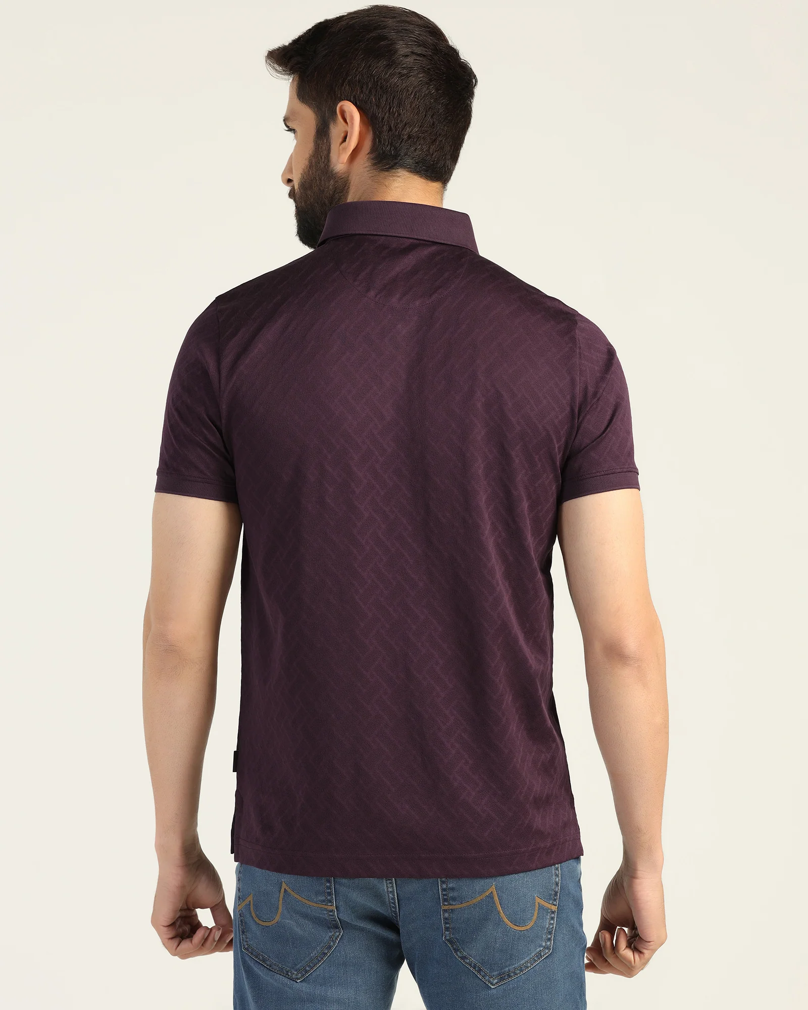 Polo Purple Textured T-Shirt - Blade - Image 2