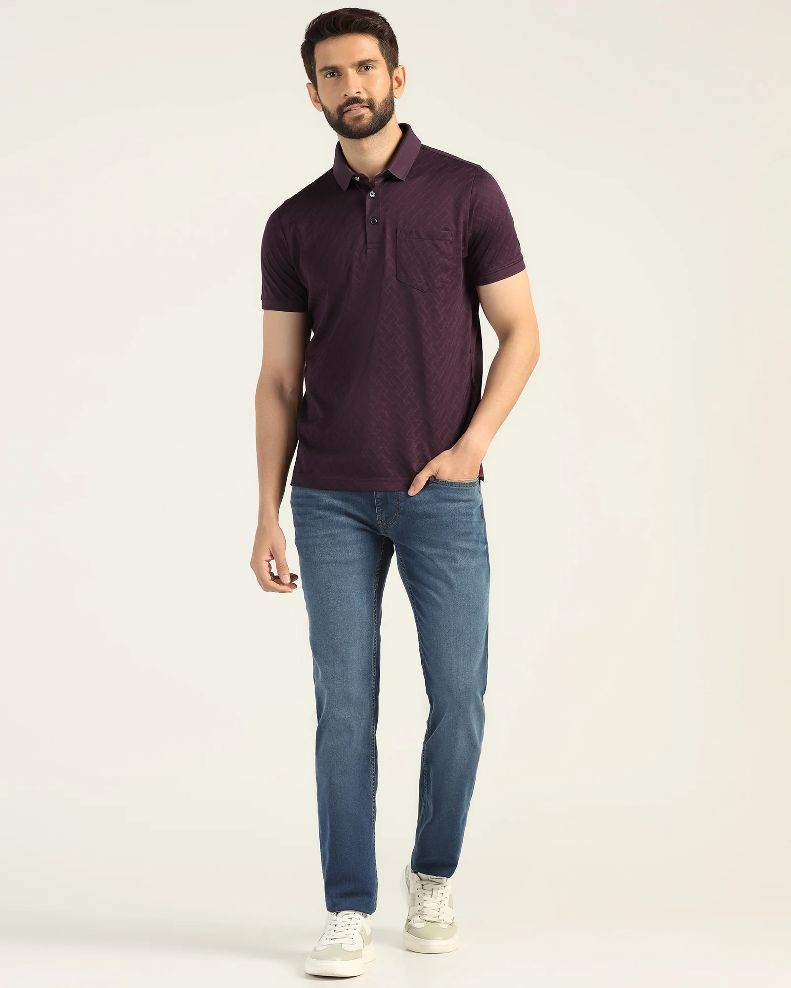 Polo Purple Textured T-Shirt - Blade - Image 3