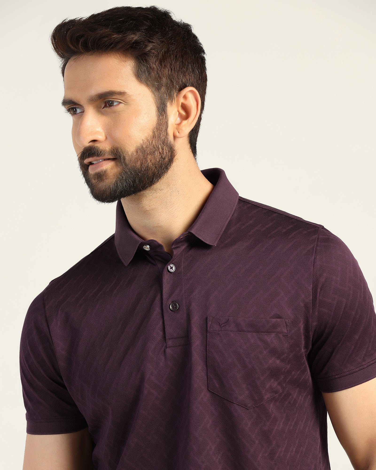 Polo Purple Textured T-Shirt - Blade - Image 4