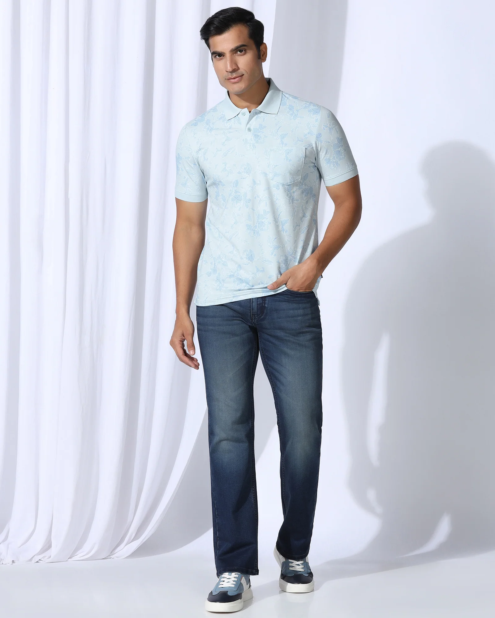 Polo Sky Blue Printed T-Shirt - Infinity - Image 3