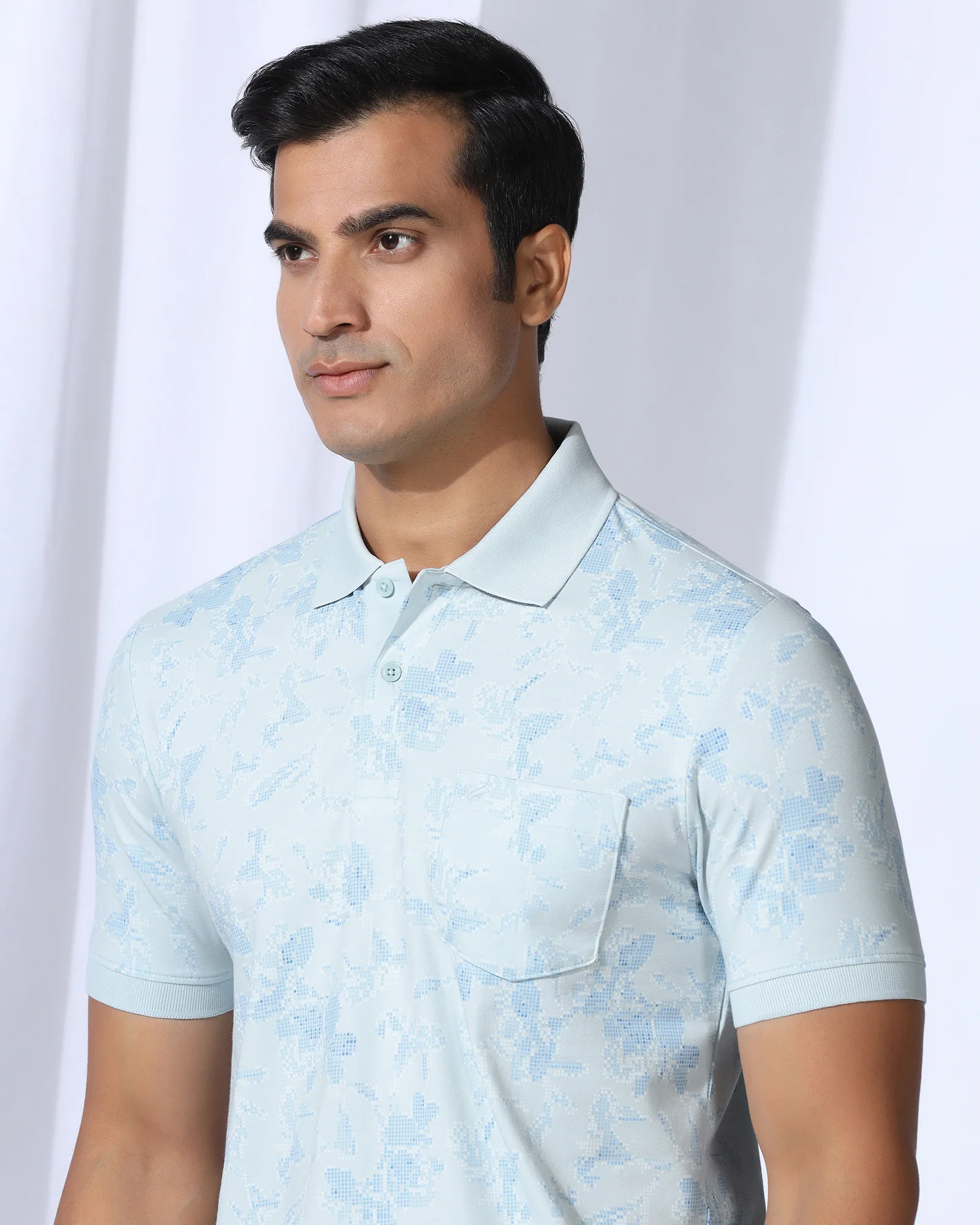 Polo Sky Blue Printed T-Shirt - Infinity - Image 4