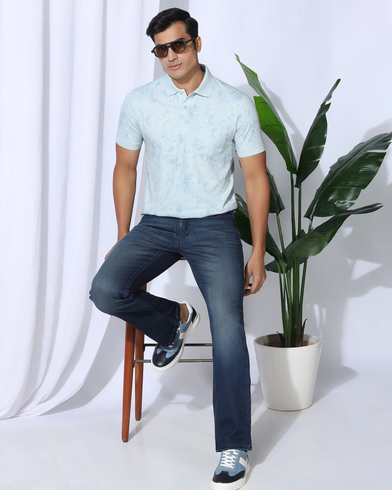 Polo Sky Blue Printed T-Shirt - Infinity - Image 7
