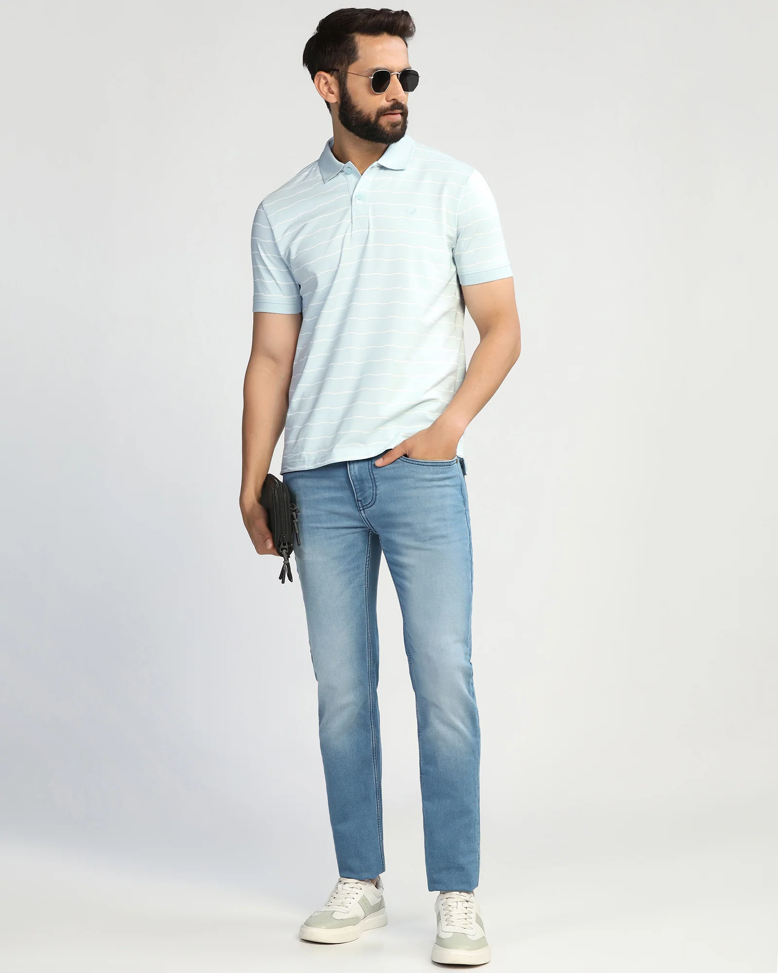 Polo Sky Blue Stripe T-Shirt - Sail - Image 7