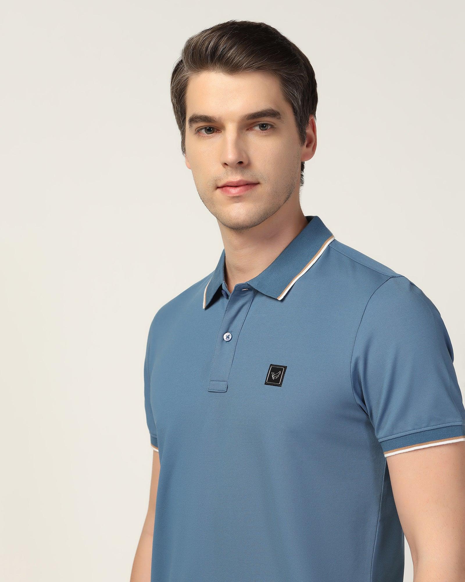 Polo Stellar Blue Solid T-Shirt - Andro - Image 4