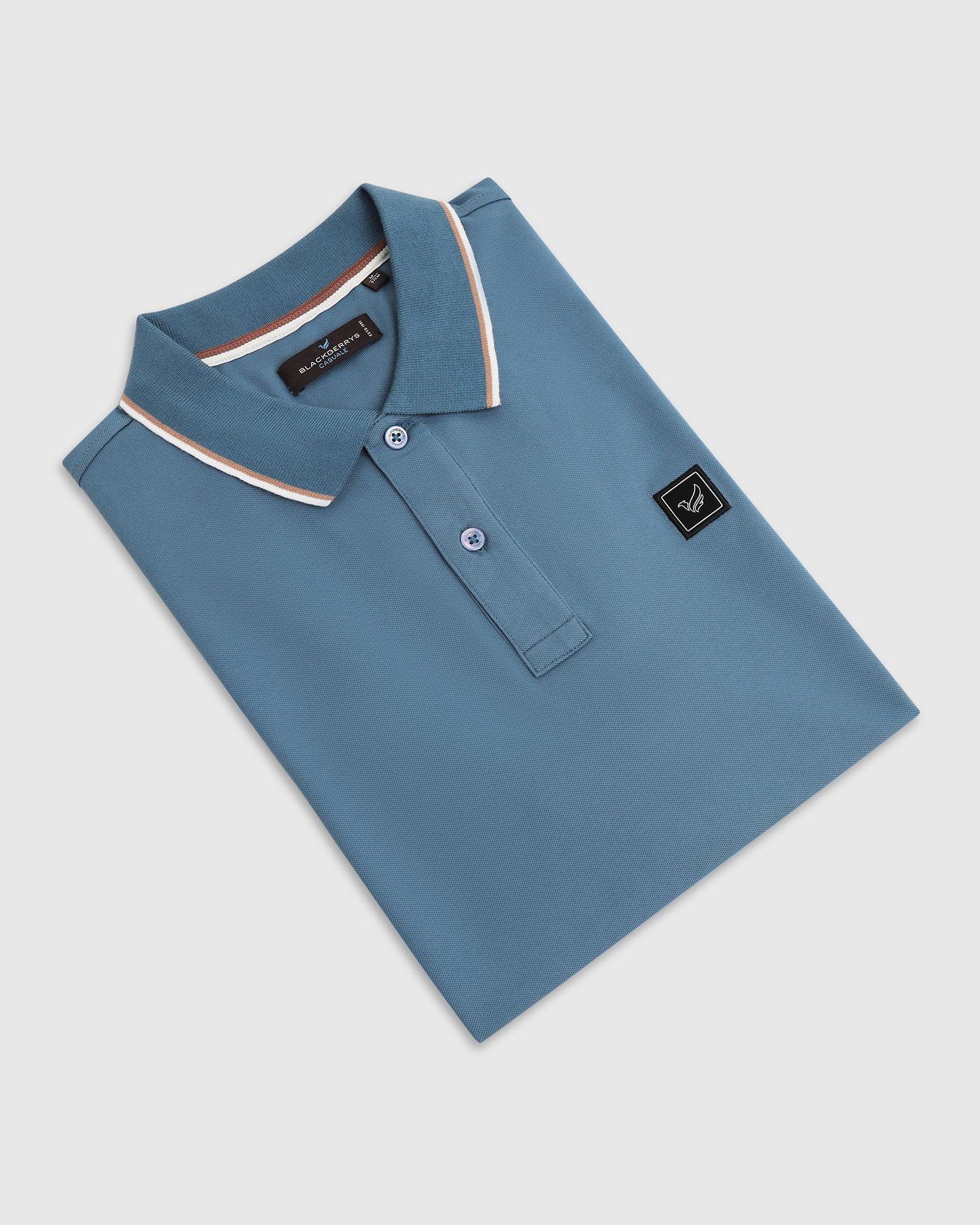 Polo Stellar Blue Solid T-Shirt - Andro - Image 5