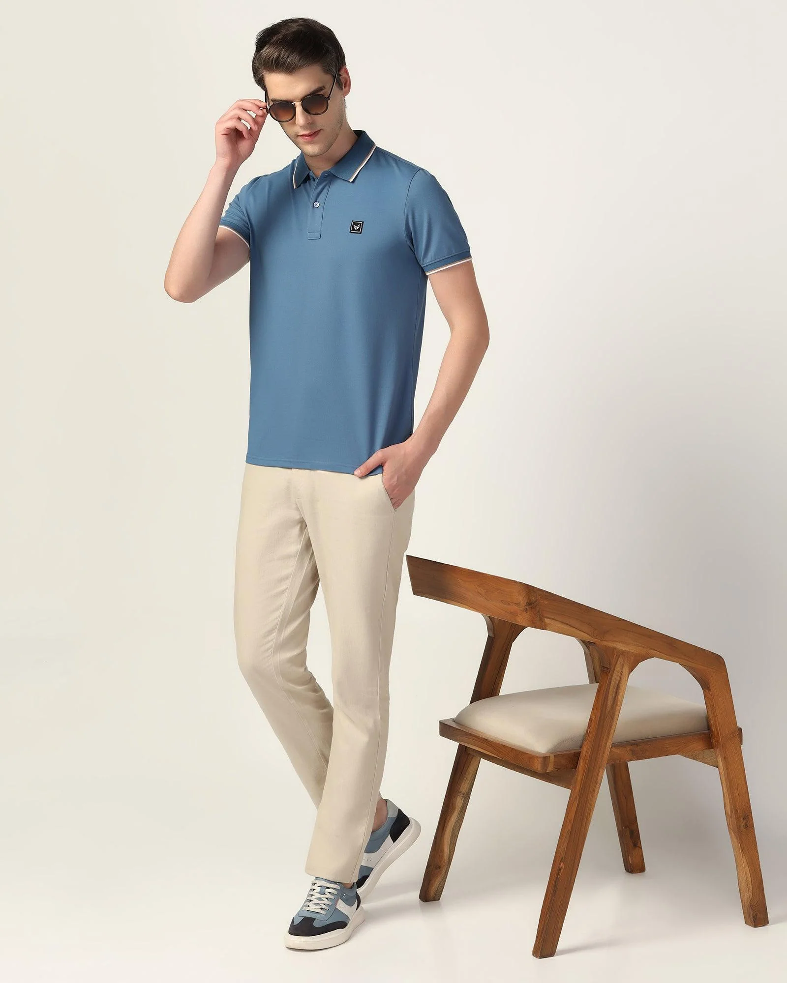 Polo Stellar Blue Solid T-Shirt - Andro - Image 8