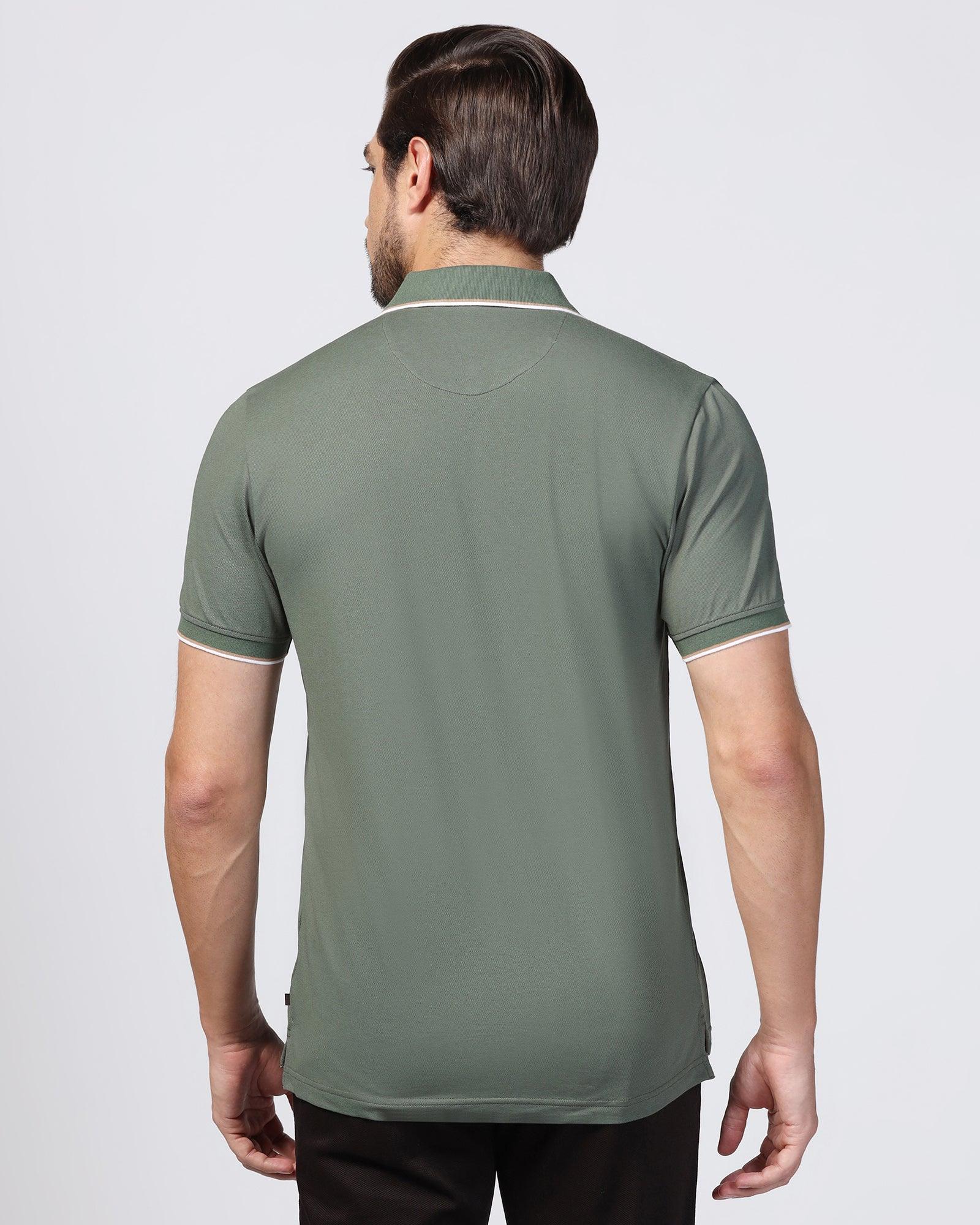 Polo Thyme Green Solid T-Shirt - Andro - Image 2