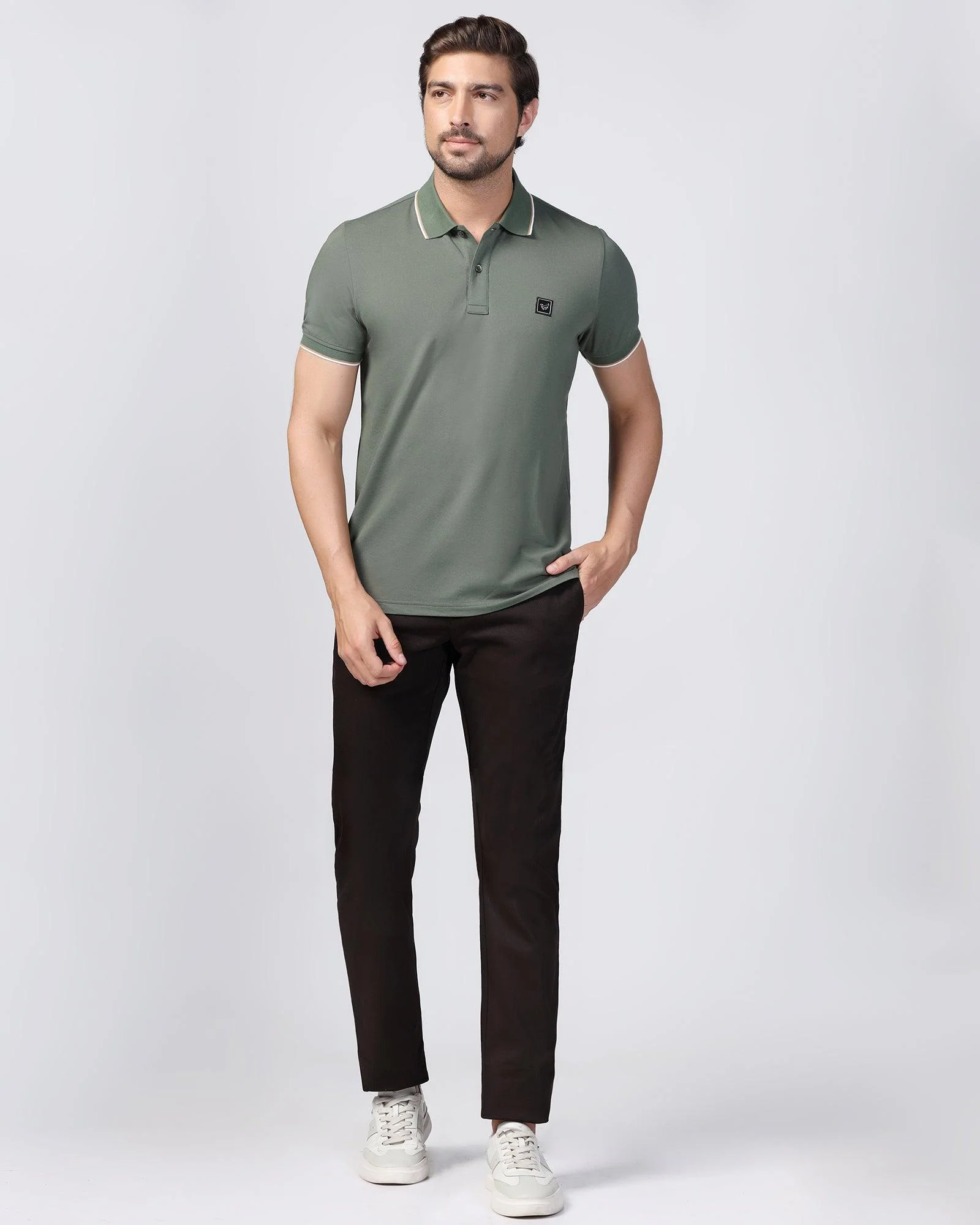 Polo Thyme Green Solid T-Shirt - Andro - Image 3