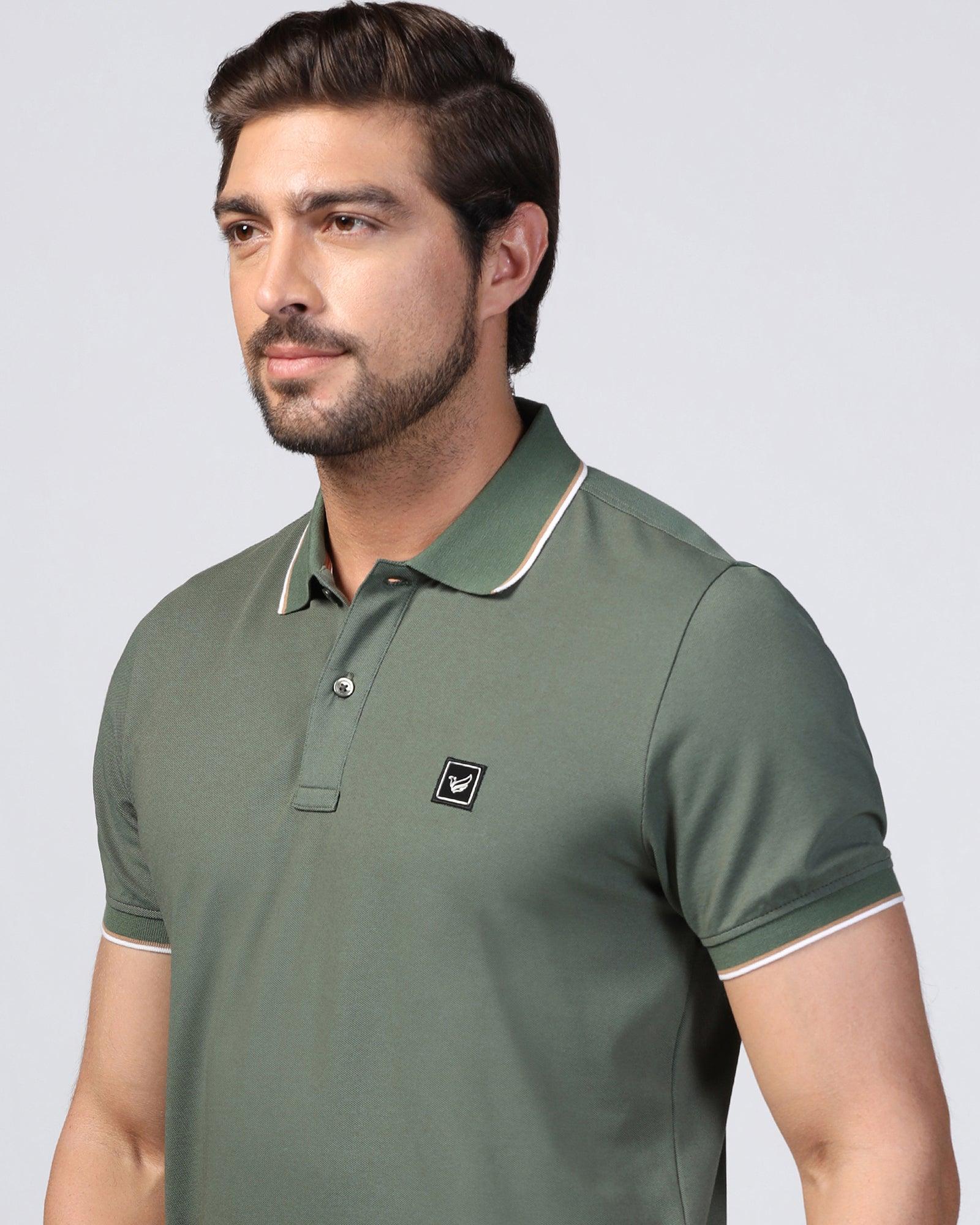 Polo Thyme Green Solid T-Shirt - Andro - Image 4