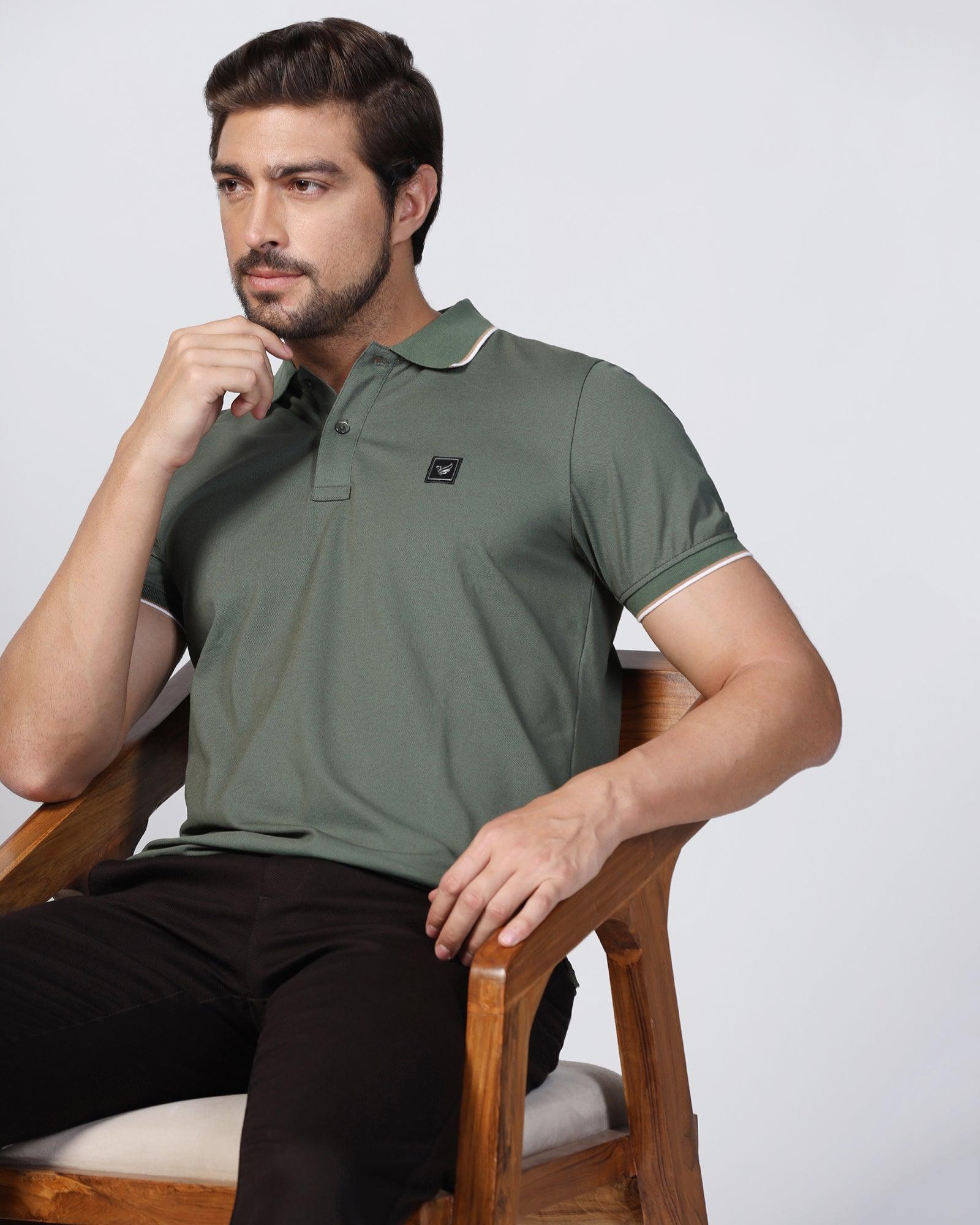 Polo Thyme Green Solid T-Shirt - Andro - Image 8