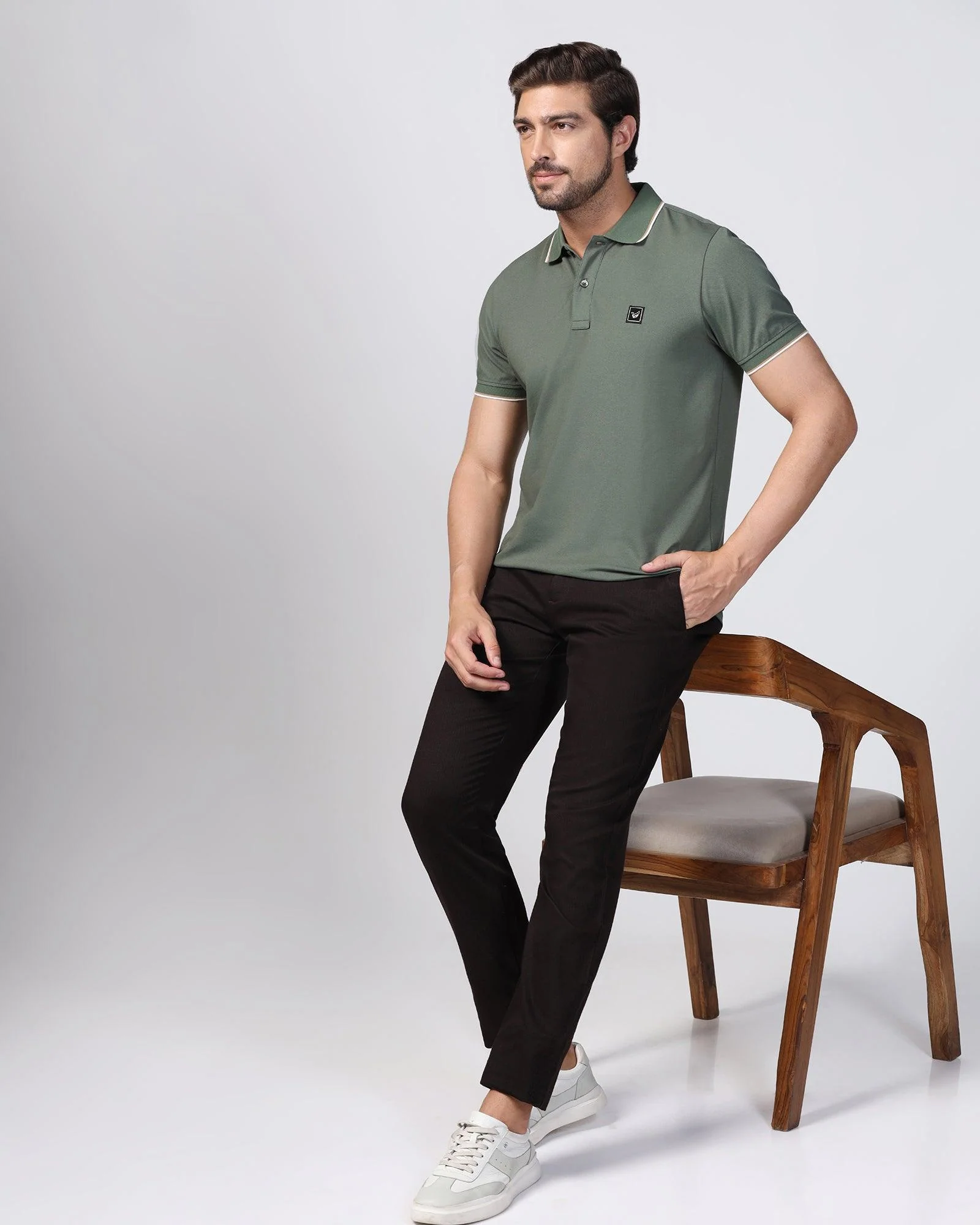 Polo Thyme Green Solid T-Shirt - Andro - Image 9