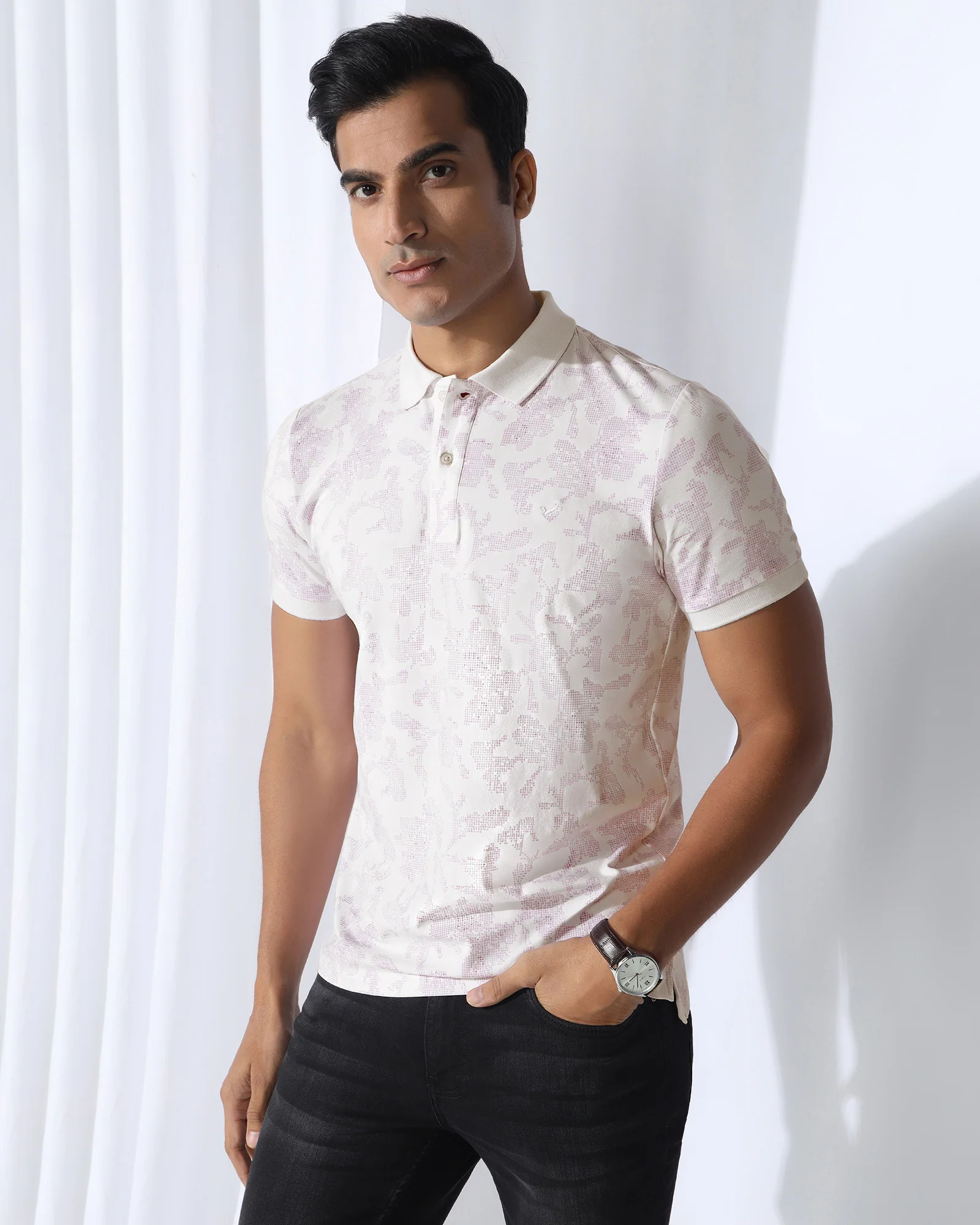 Polo White Printed T-Shirt - Infinity