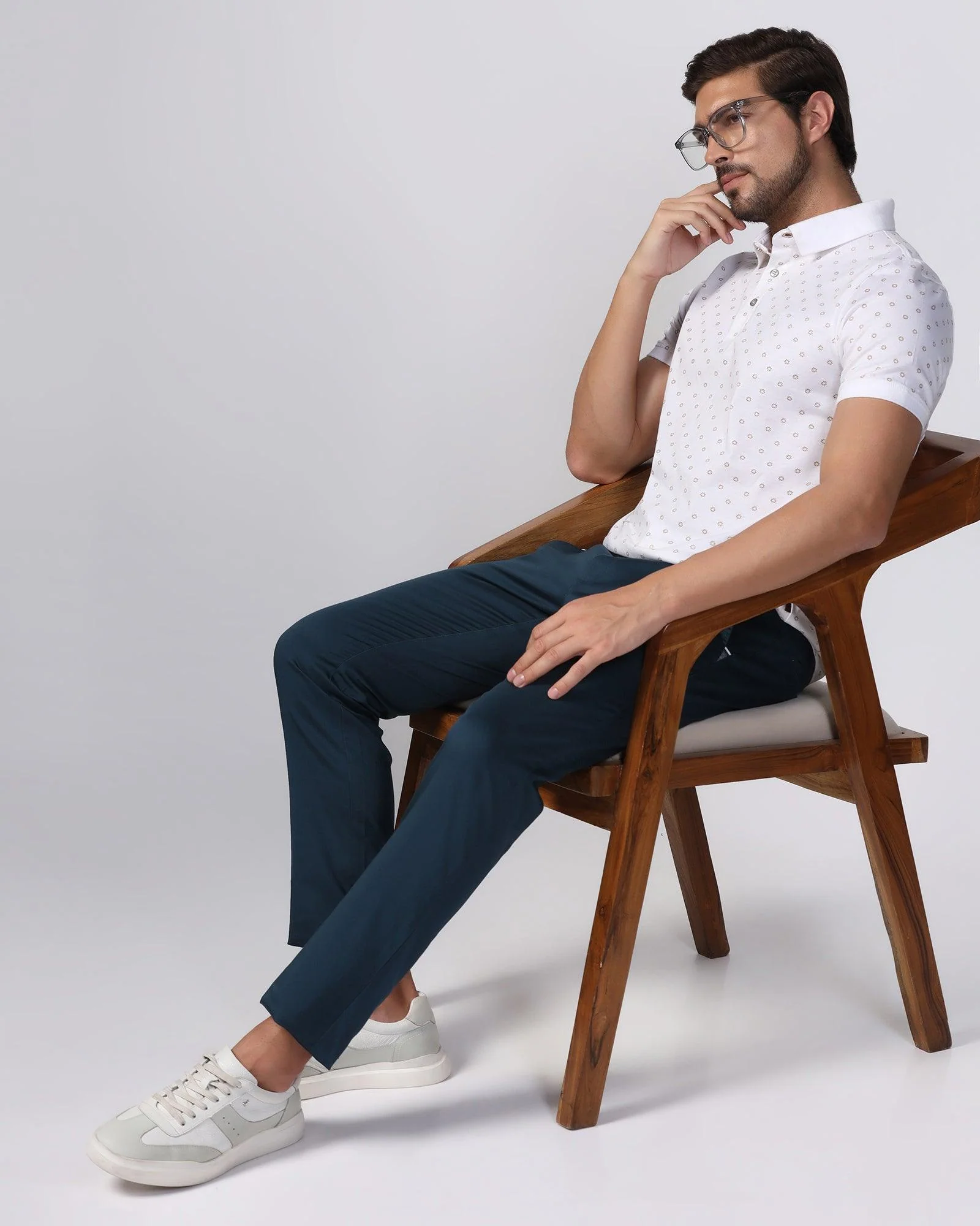 Polo White Printed T-Shirt - Sky - Image 8