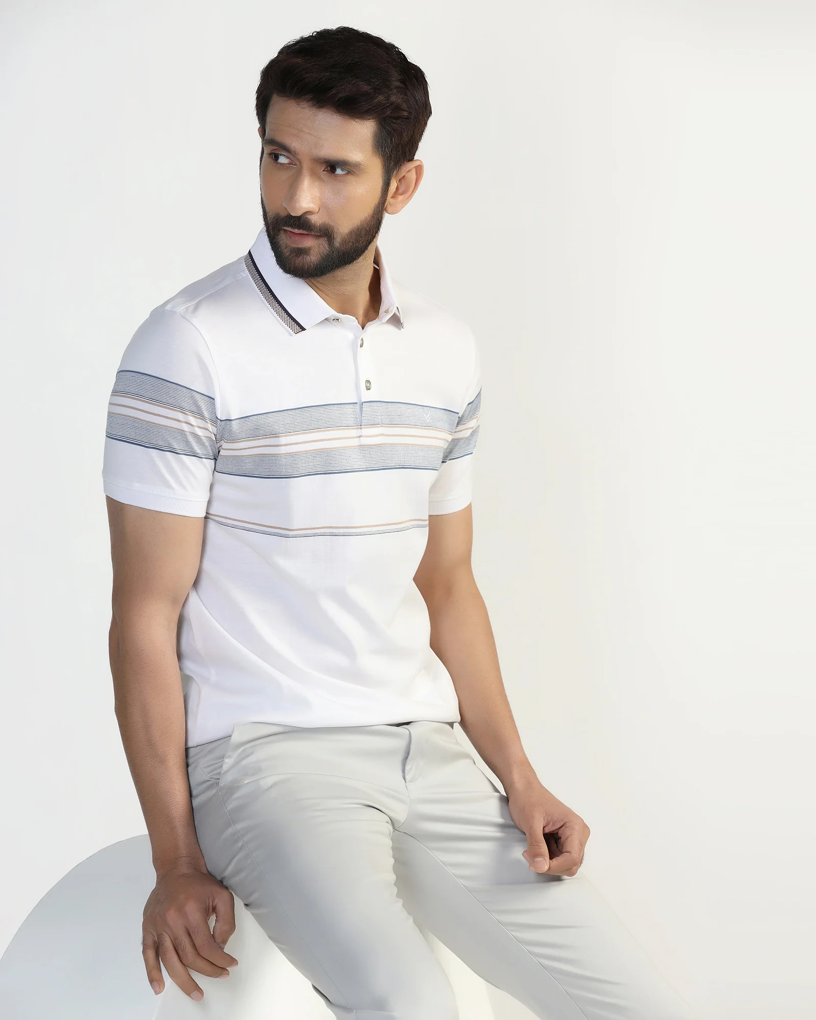 Polo White Stripe T-Shirt - Cetus - Image 7
