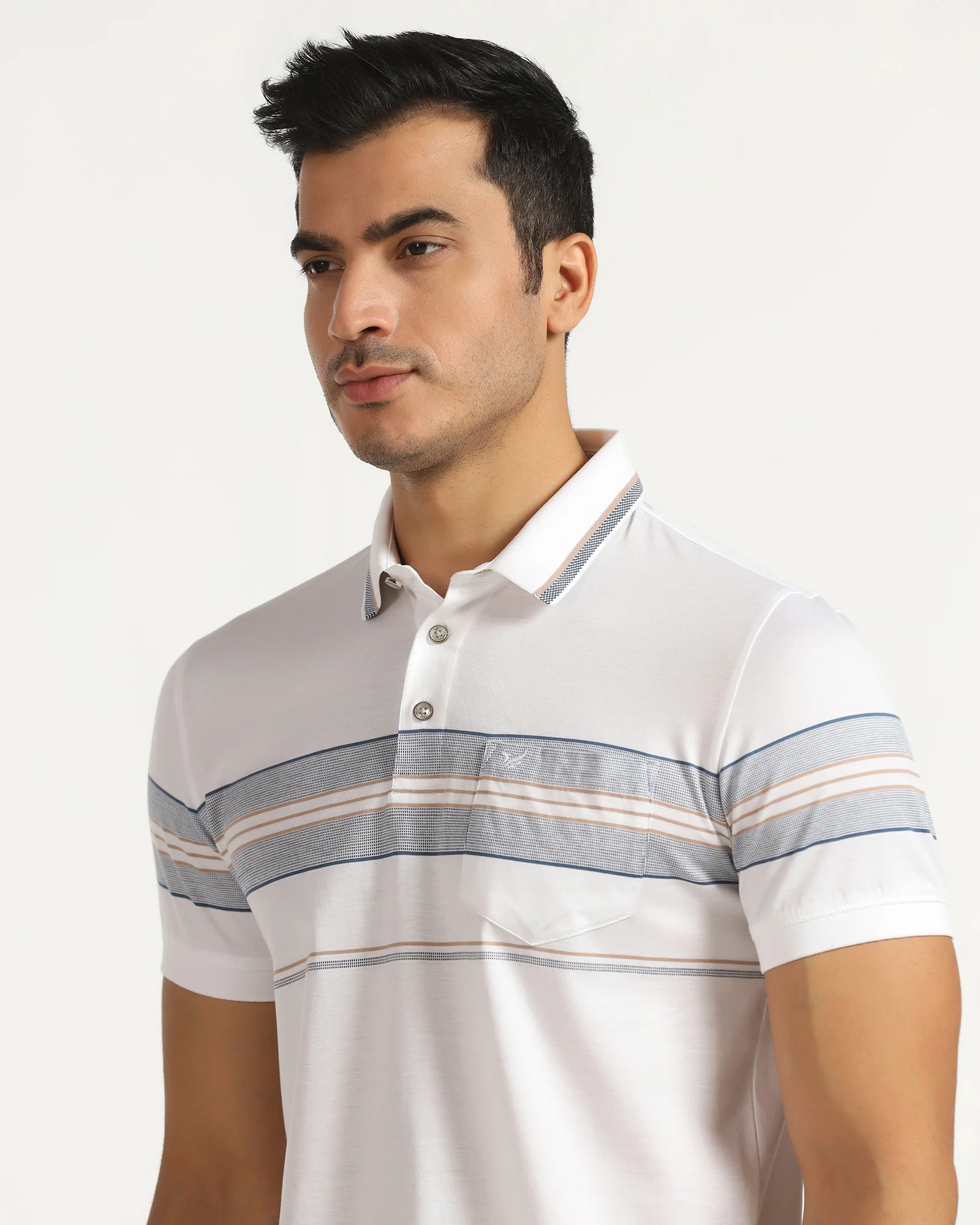Polo White Stripe T-Shirt - Cetus - Image 4