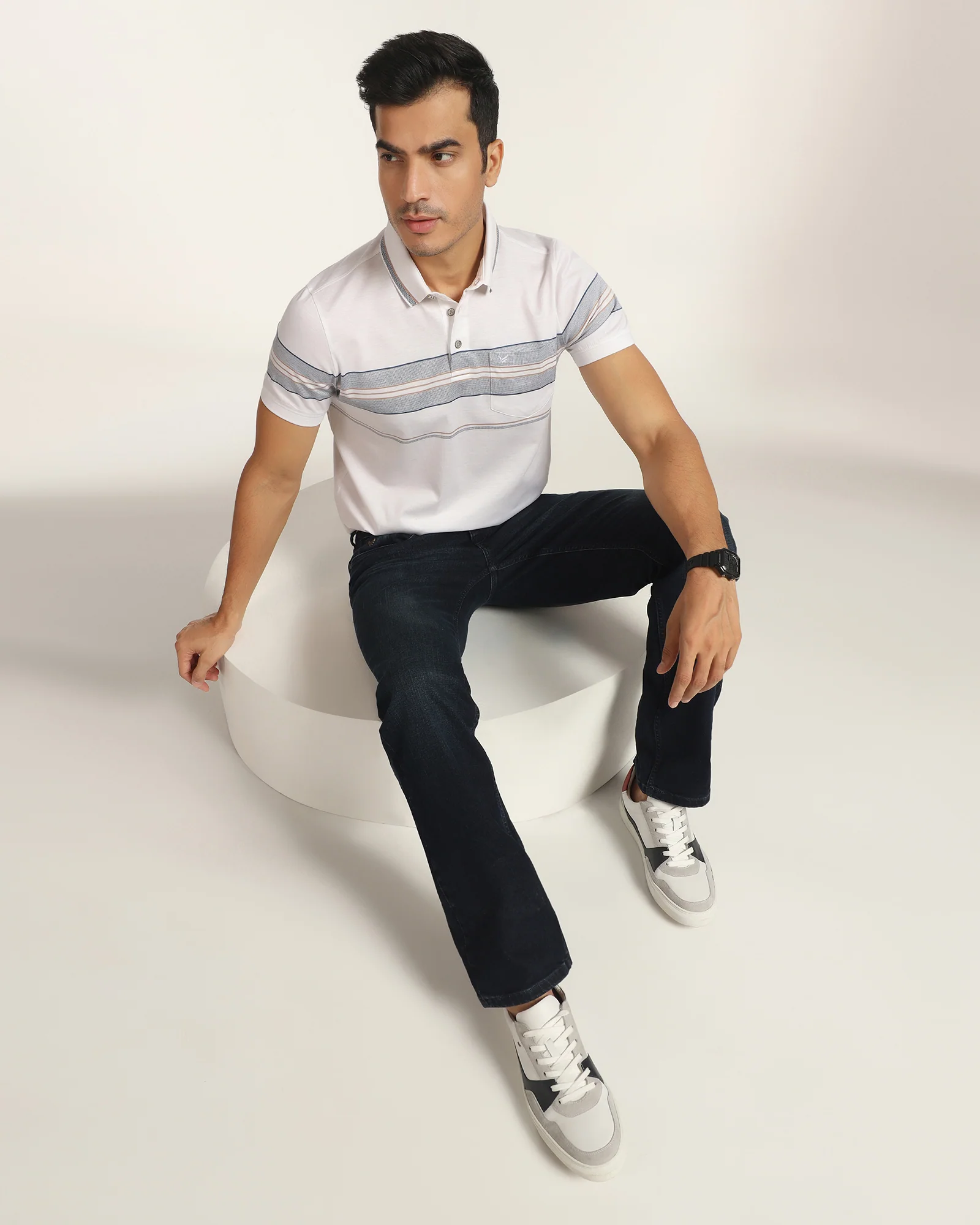 Polo White Stripe T-Shirt - Cetus - Image 7