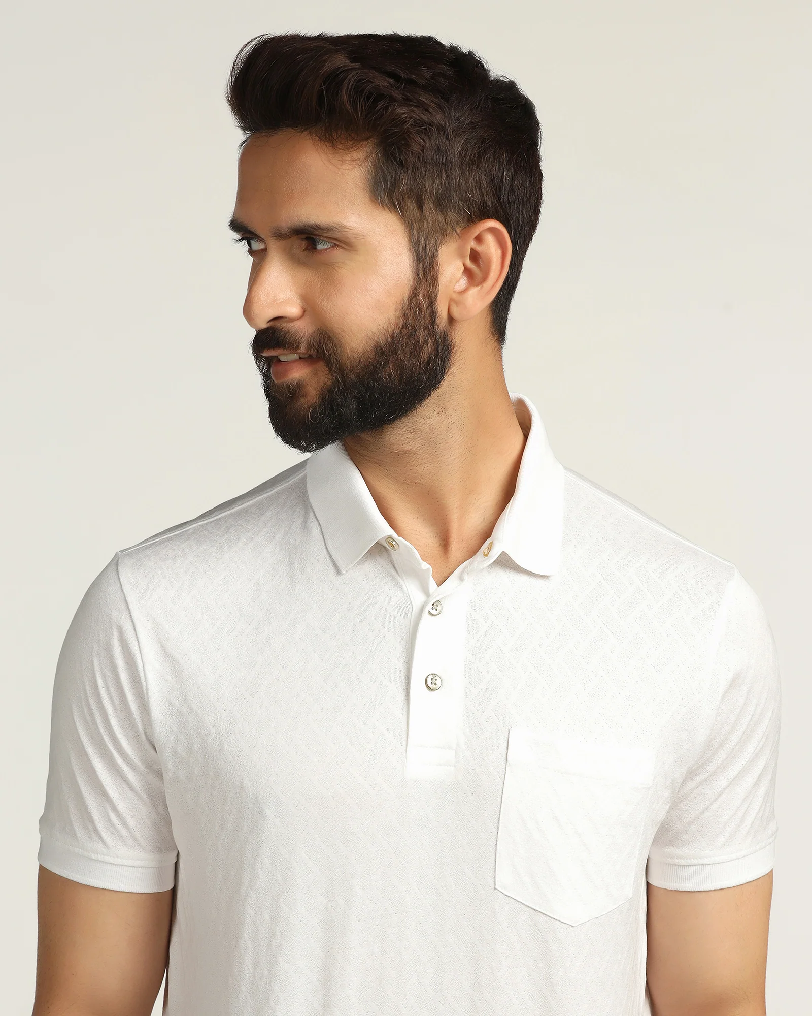 Polo White Textured T-Shirt - Blade - Image 4