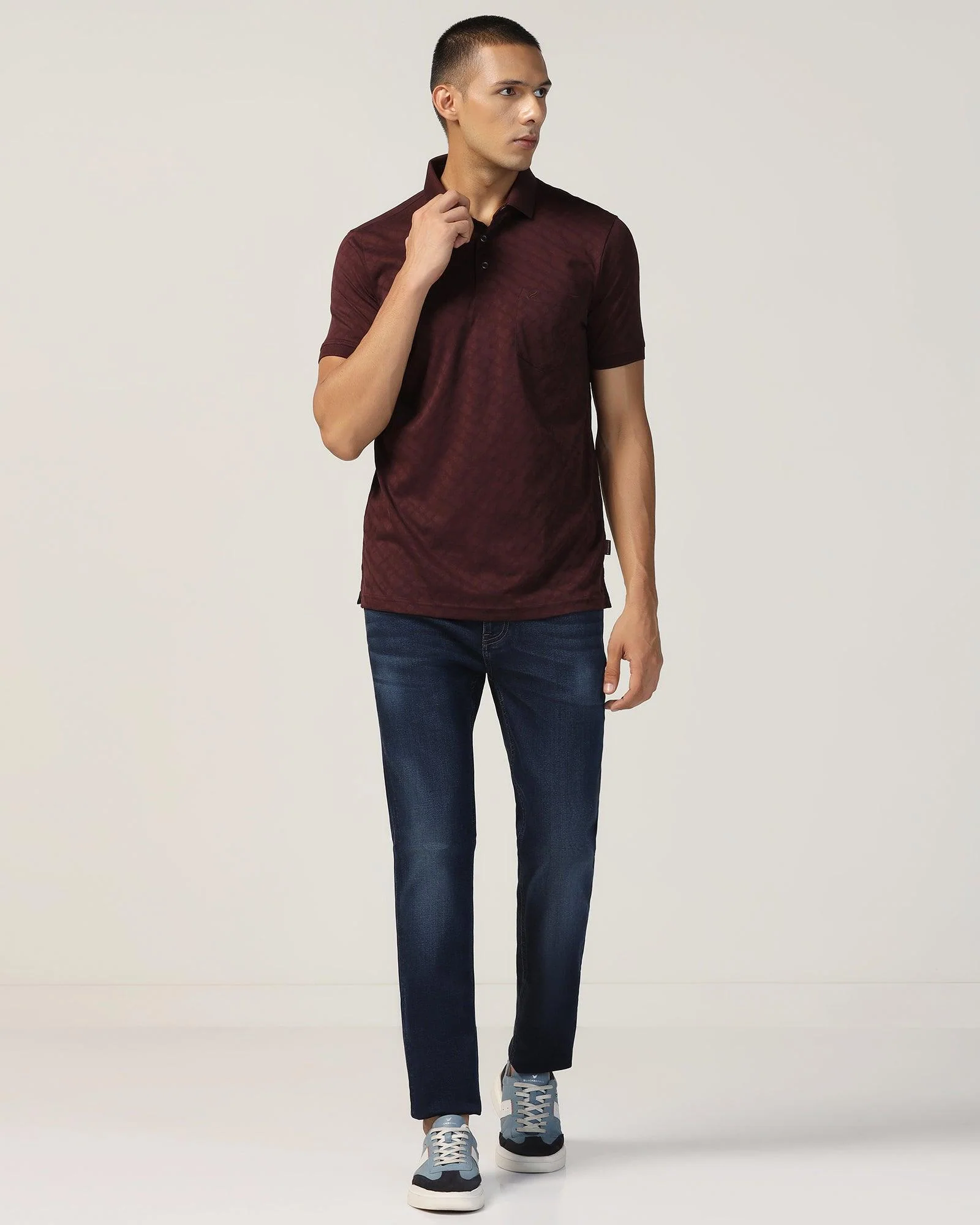 Polo Wine Structure T-Shirt - Hydra - Image 3