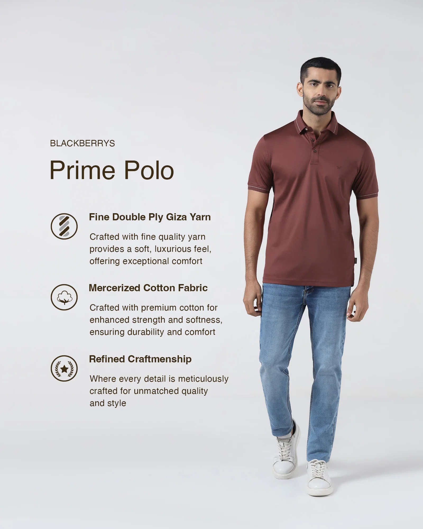 Port Wine Solid Polo - Ram - Image 3