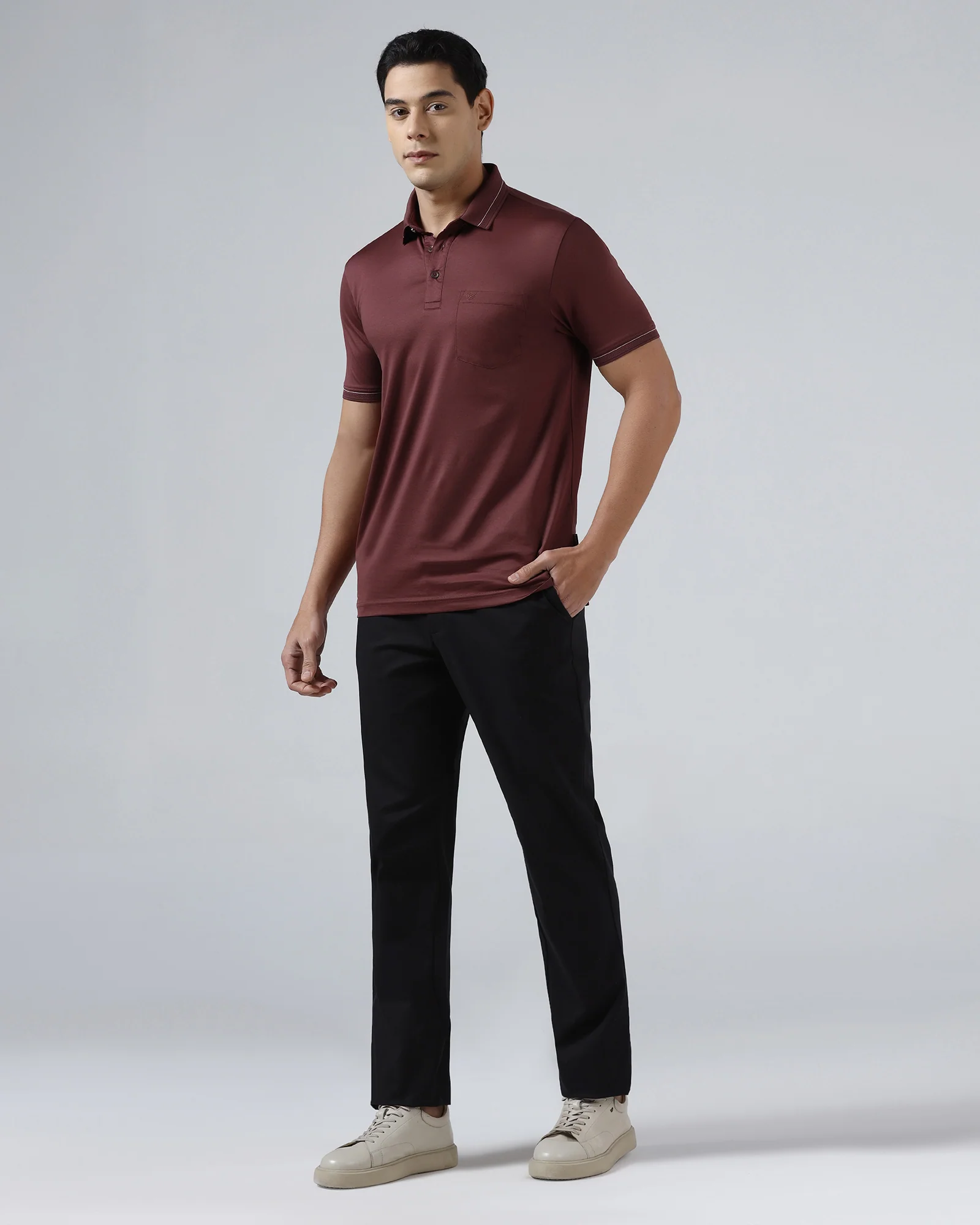 Port Wine Solid Polo - Ram - Image 3