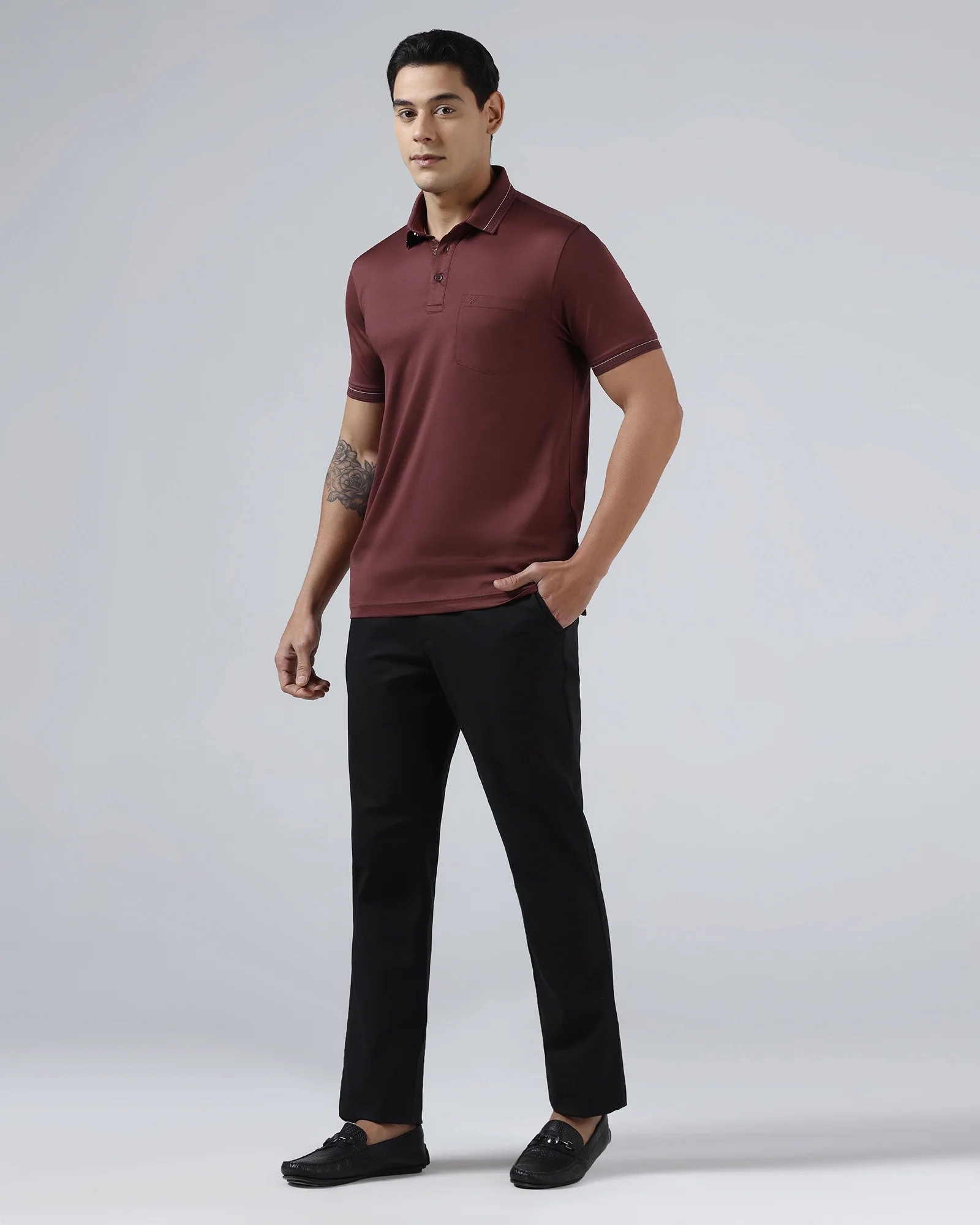 Port Wine Solid Polo - Ram - Image 8