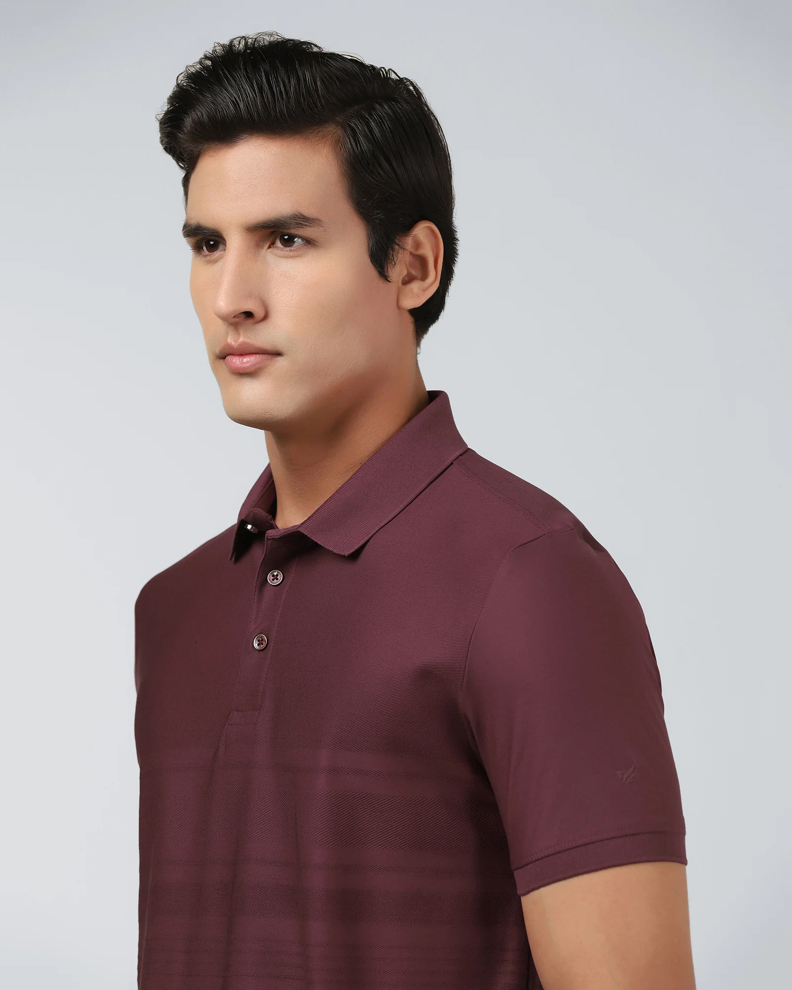 Port Wine Textured Polo - Peek - Image 4