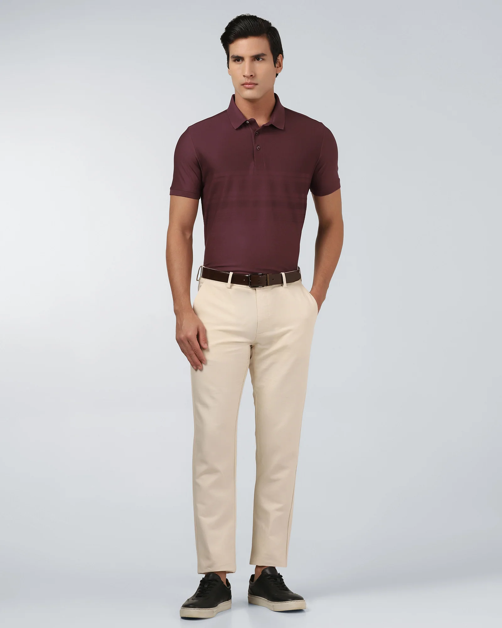 Port Wine Textured Polo - Peek - Image 7