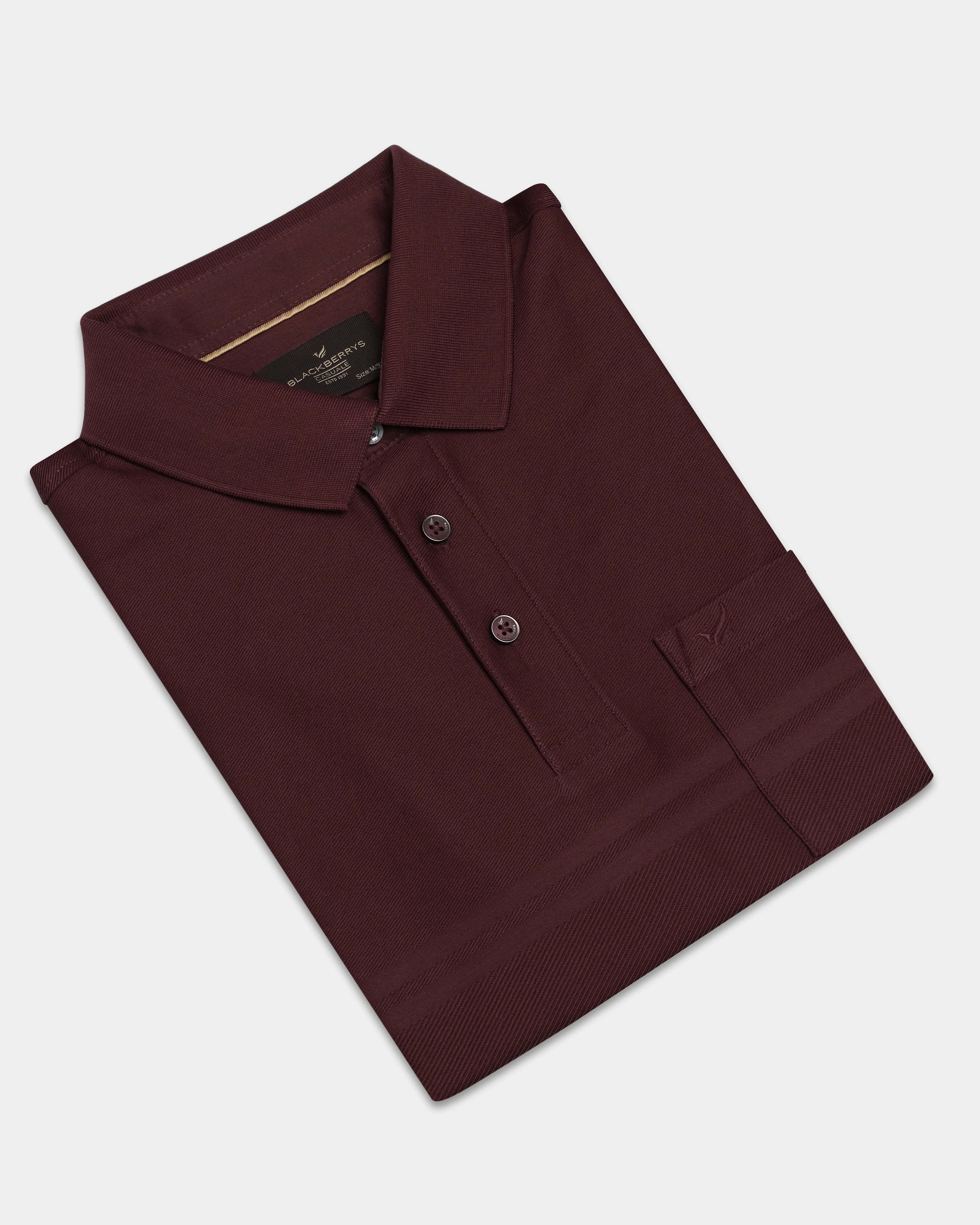 Port Wine Textured Polo - Peek - Image 5
