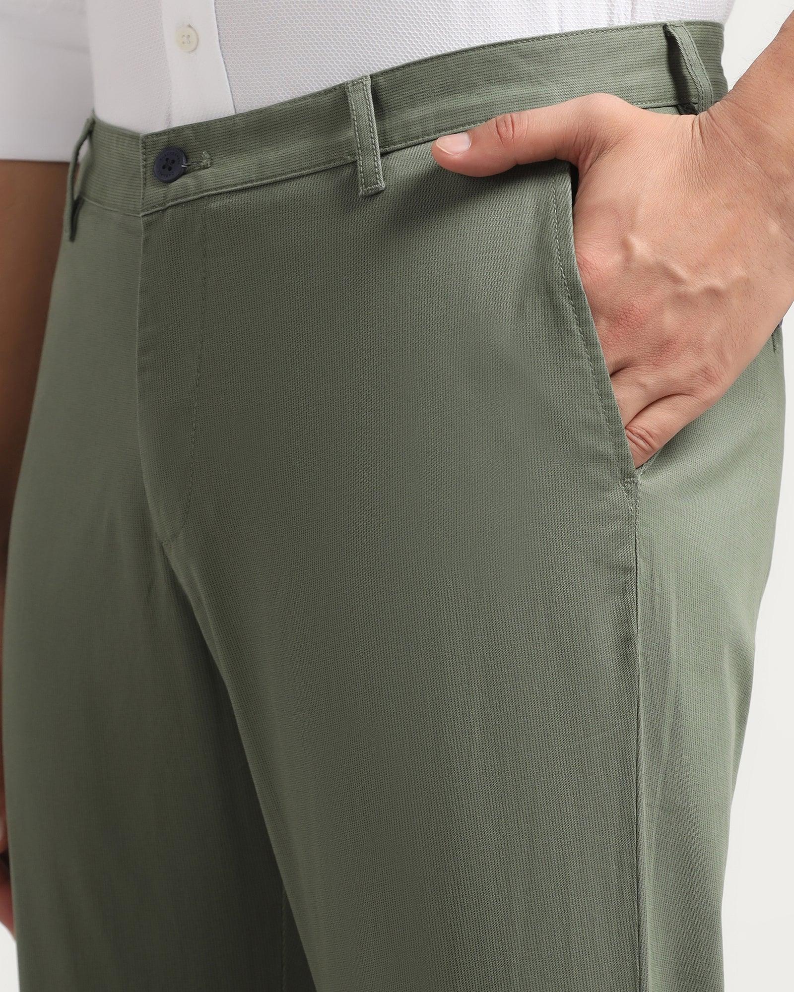 Straight B-90 Casual Olive Solid Khakis - Kris - Image 4