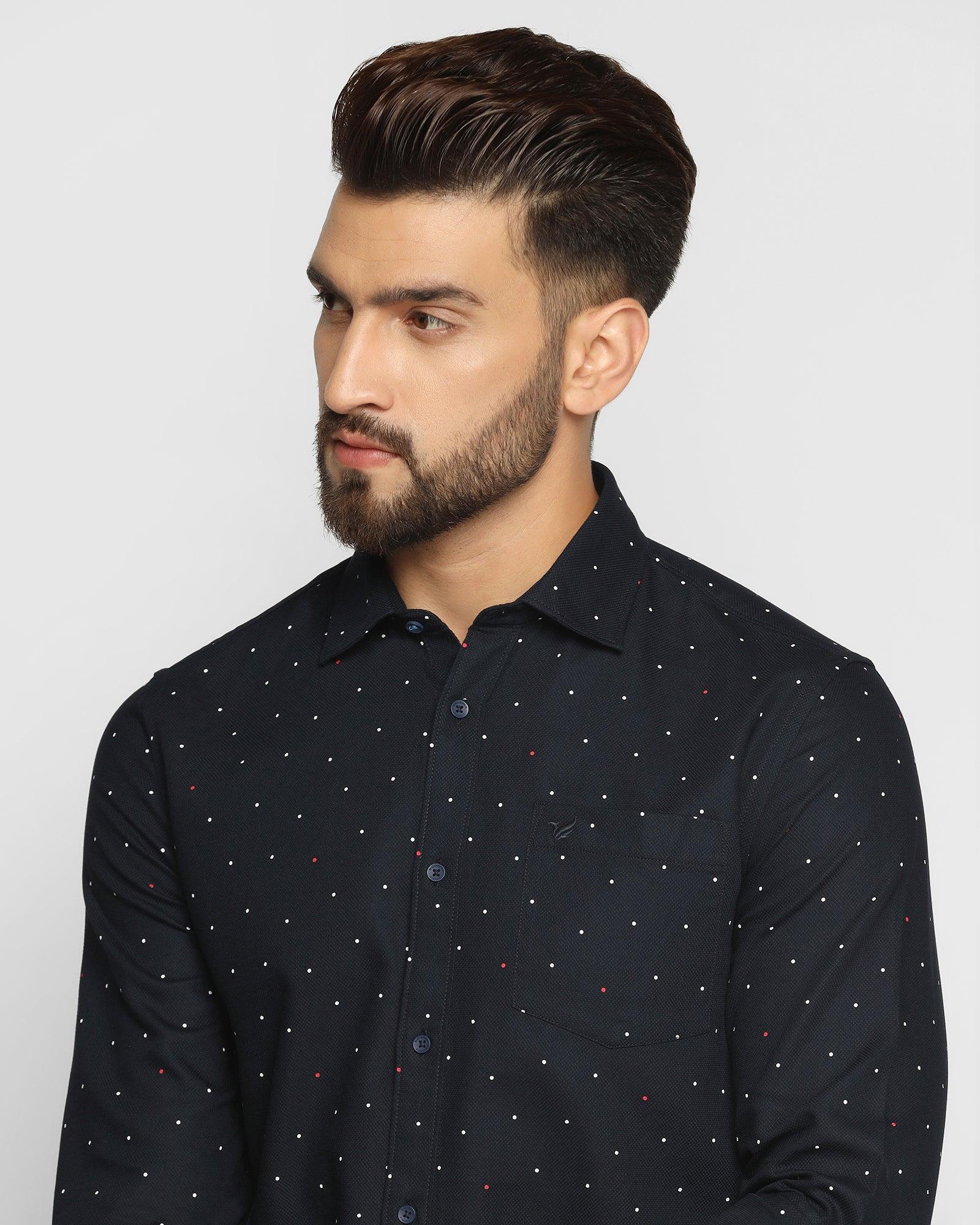 Casual Navy Printed Shirt - Cato - Image 4