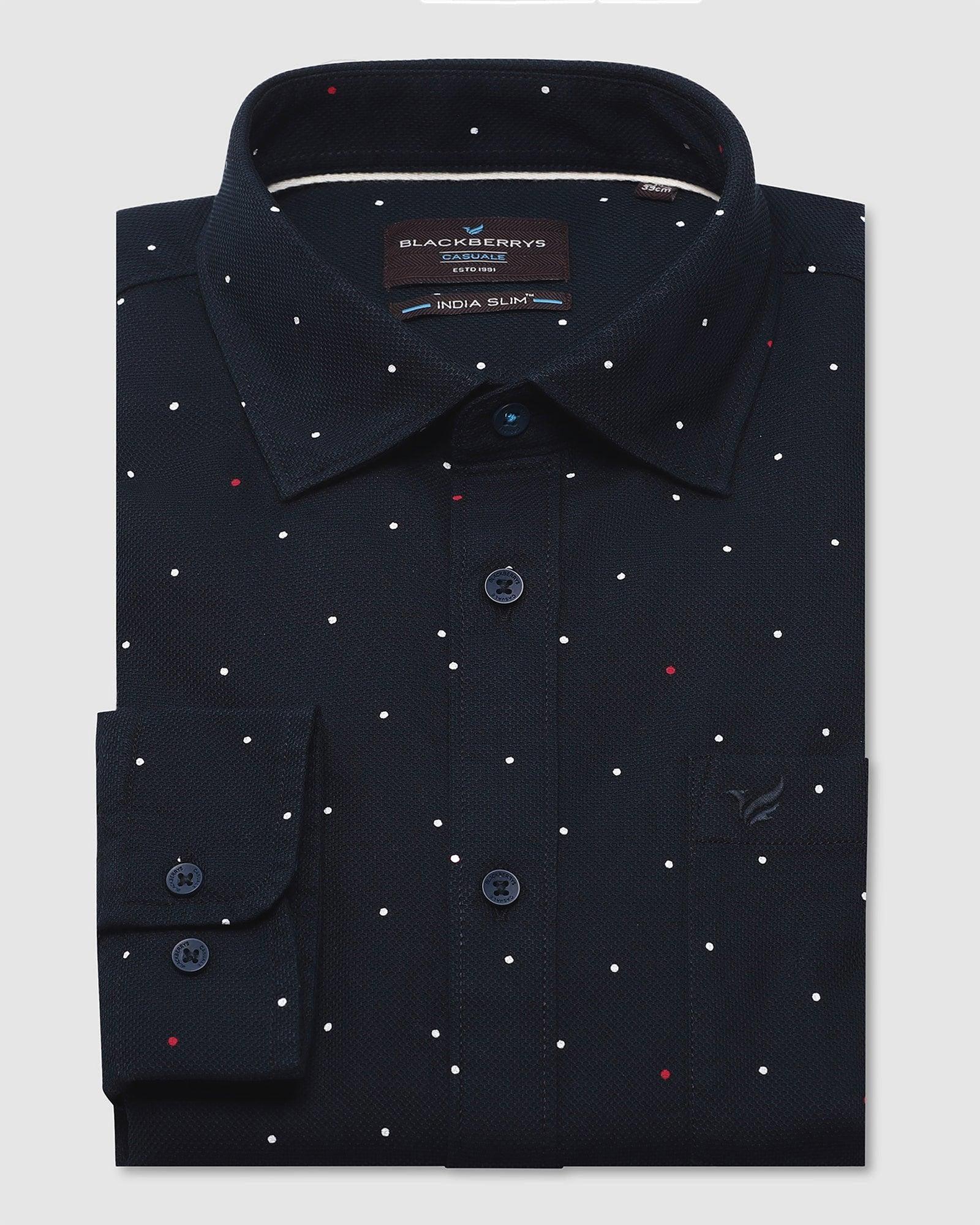 Casual Navy Printed Shirt - Cato - Image 5