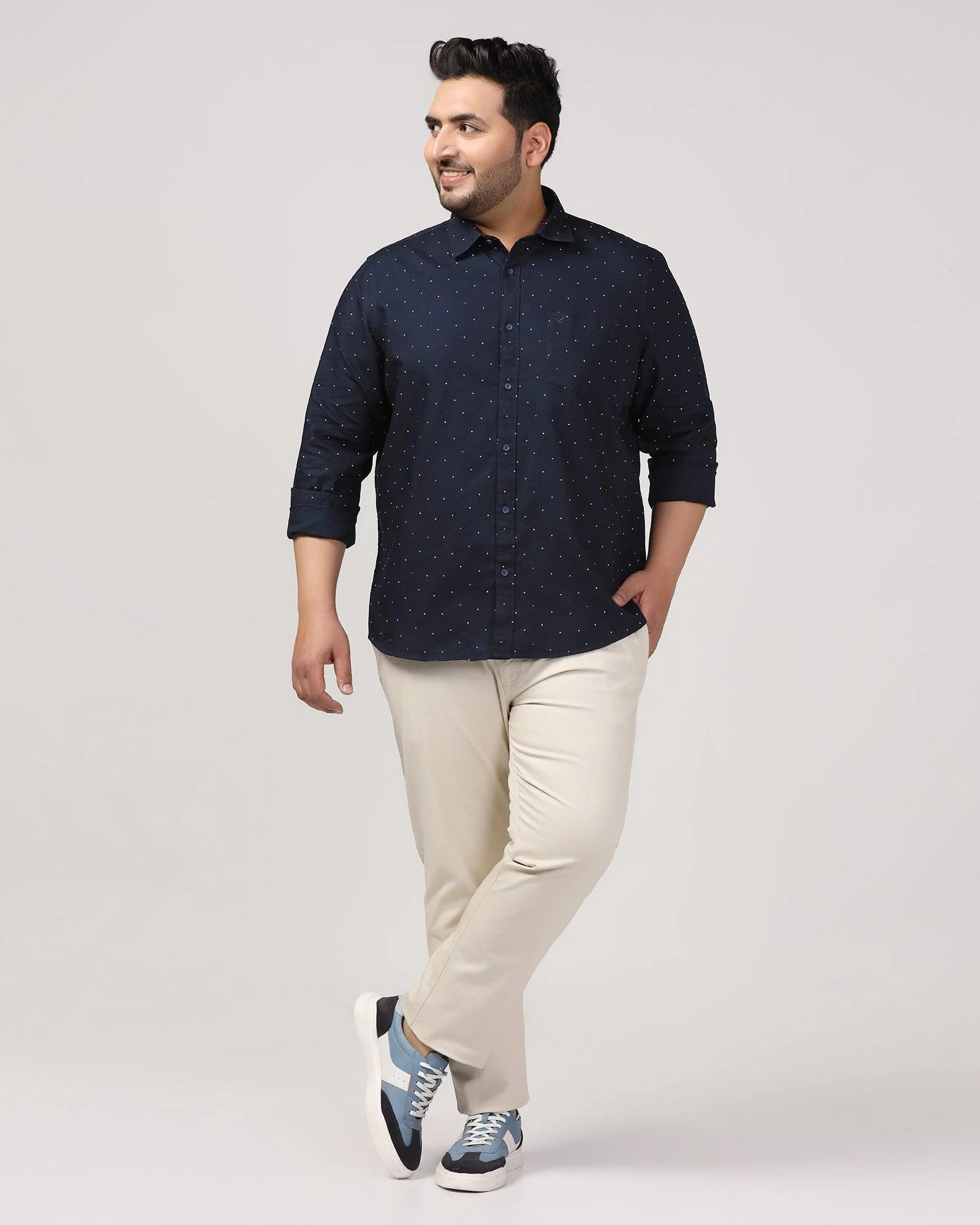 Casual Navy Printed Shirt - Cato - Image 9
