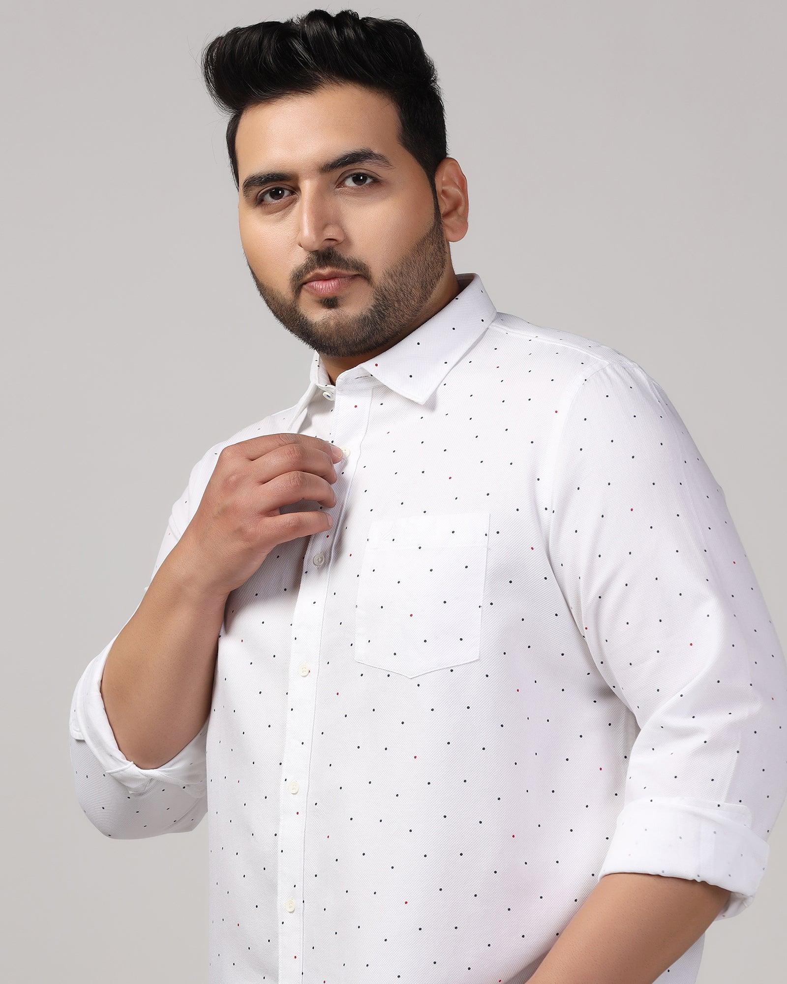 Casual White Printed Shirt - Cato - Image 10