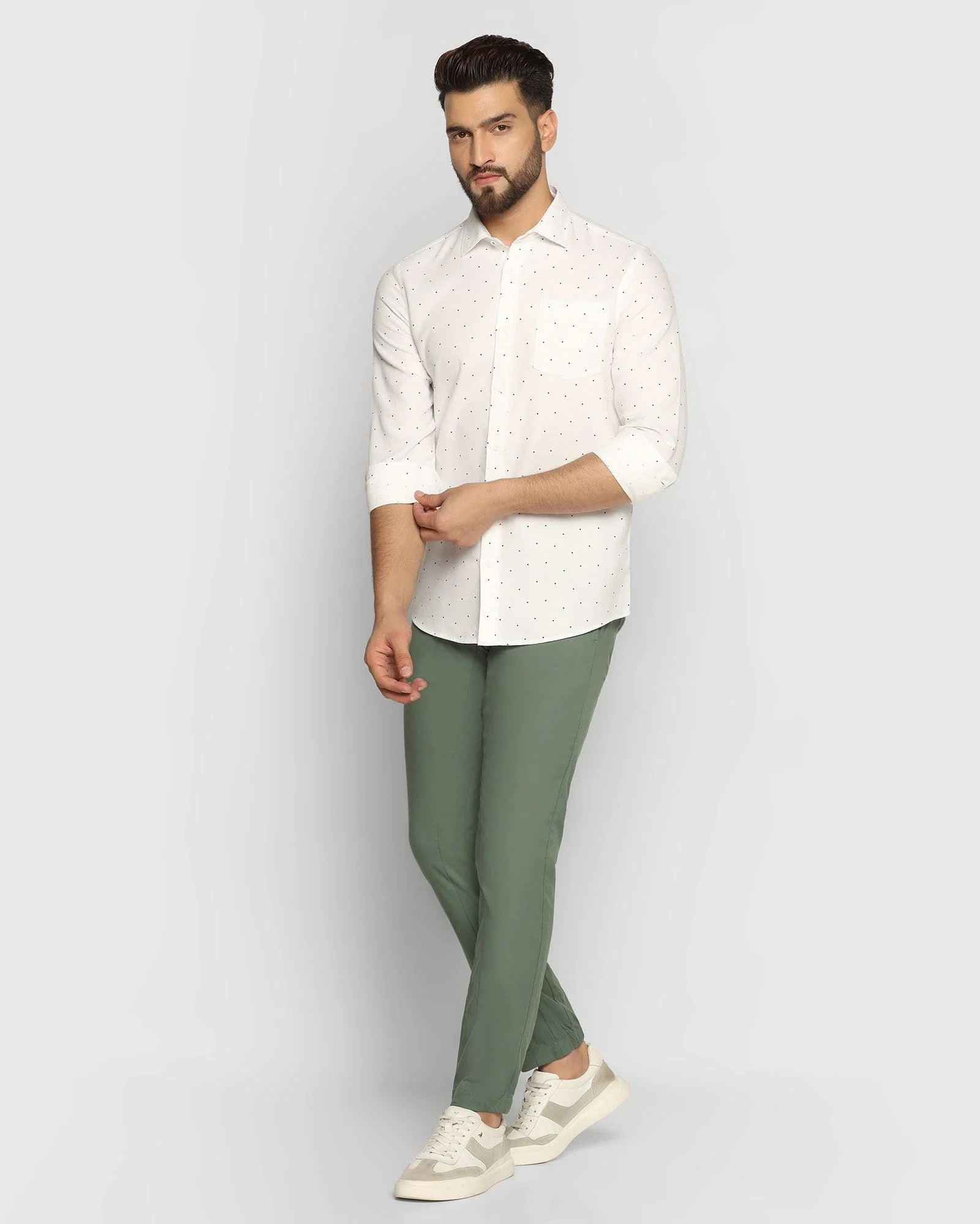 Casual White Printed Shirt - Cato - Image 3